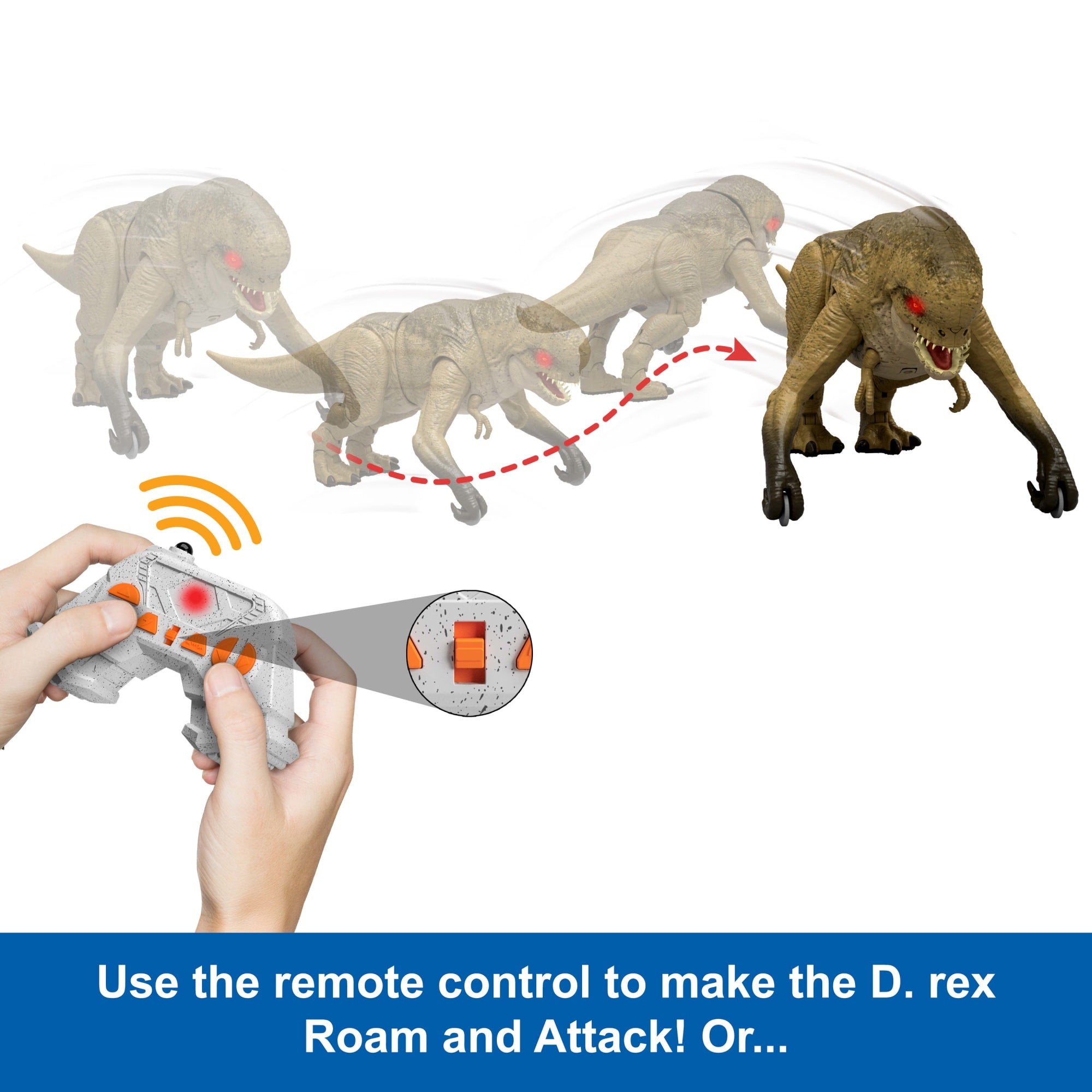 Jurassic World Rebirth Track N Chomp Distortus Rex & Vehicle. Remote Control. Lights & Growl & Chomp - Image 2
