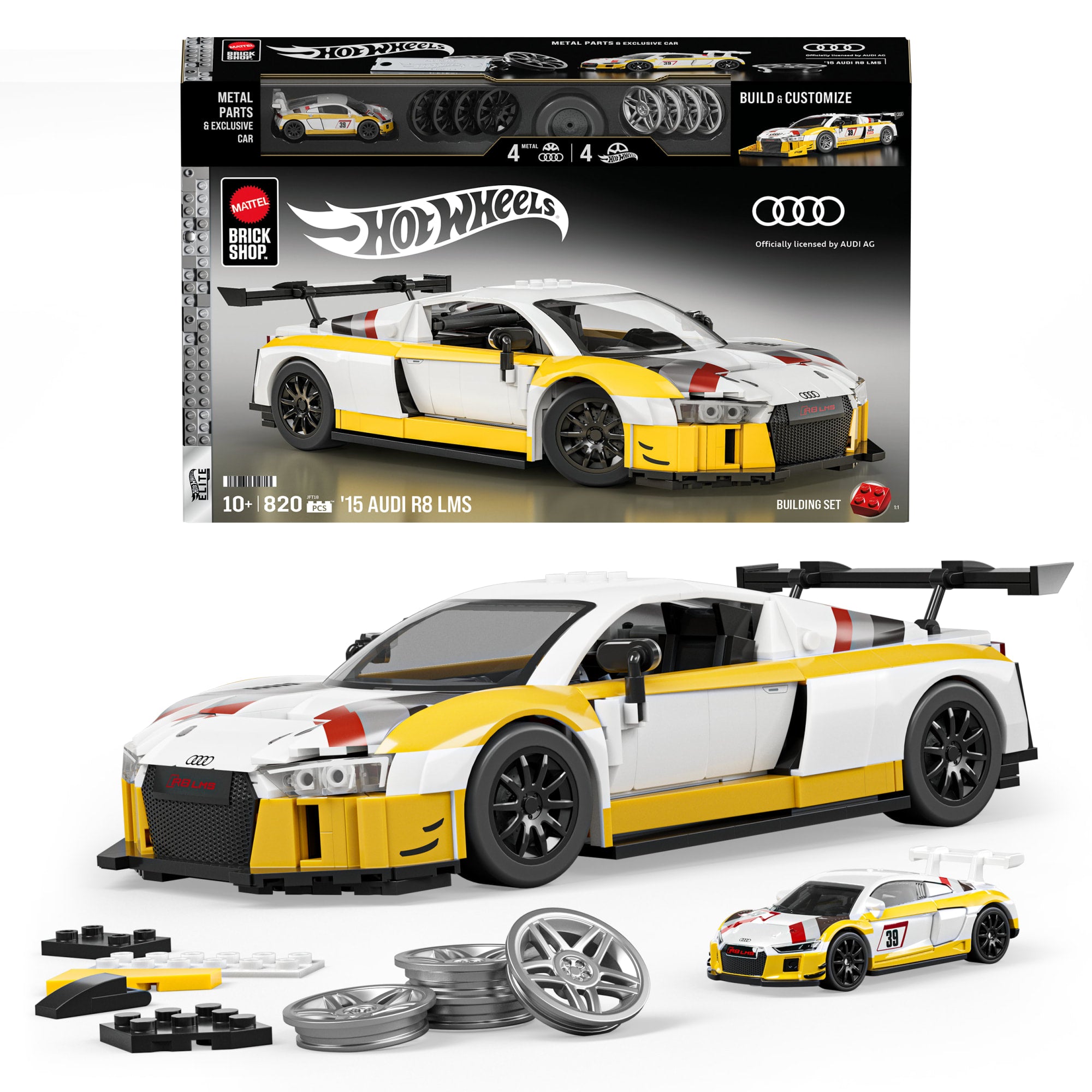 Mattel Brick Shop Hot Wheels Juguete de Construcción Elite '15 Audi R8 LMS