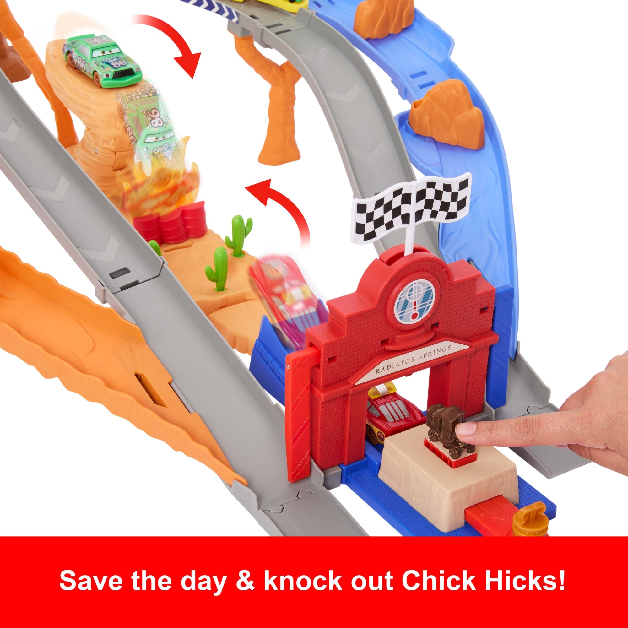 Disney And Pixar Cars Radiator Springs Race & Rescue Rescue Road Raceway Playset With 4 Toy Cars - Image 5