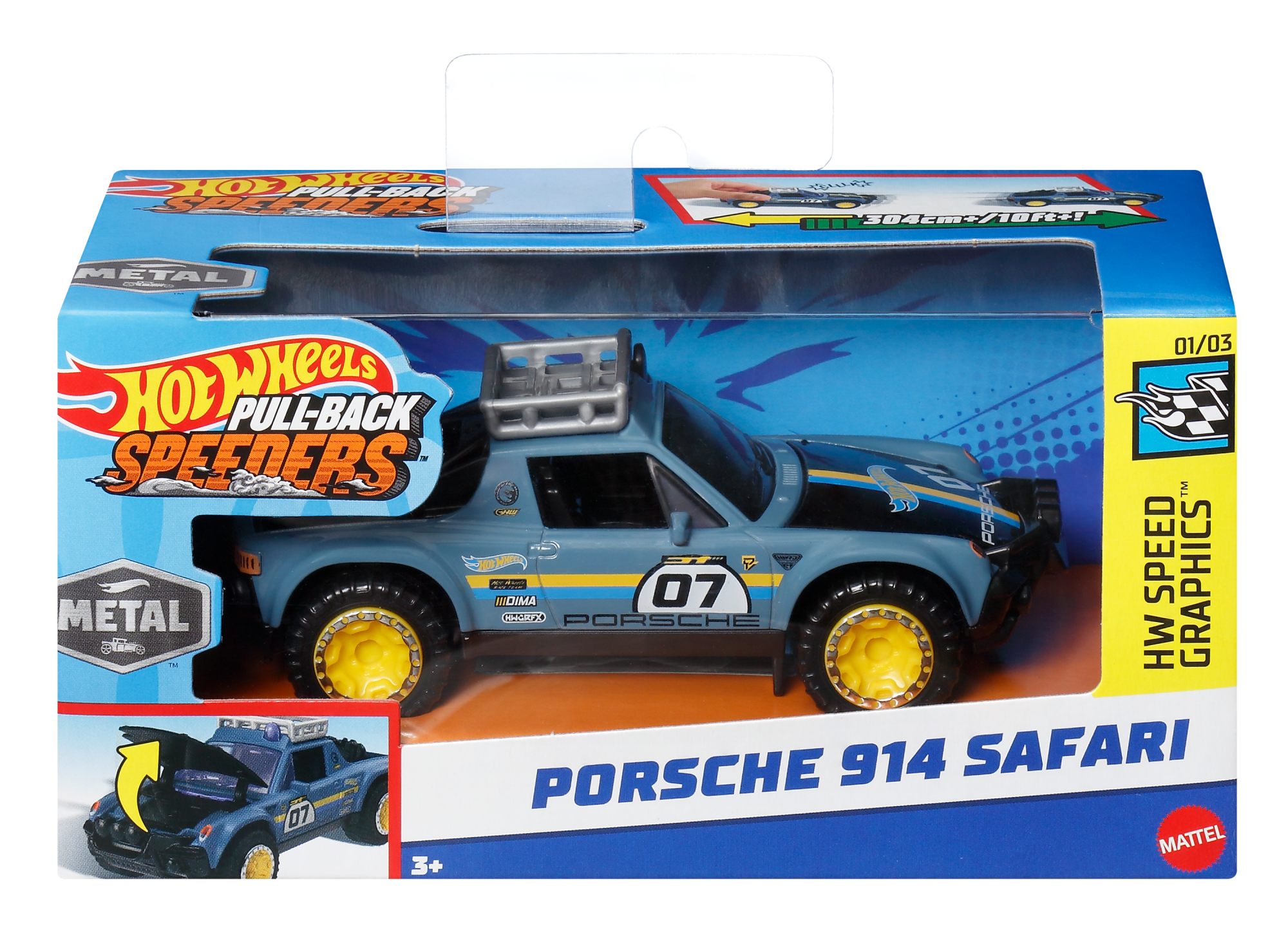 Hot Wheels Pull-Back Speeders Toy Car in 1:43 Scale. Pull Car Backward & Release To Race - Image 2