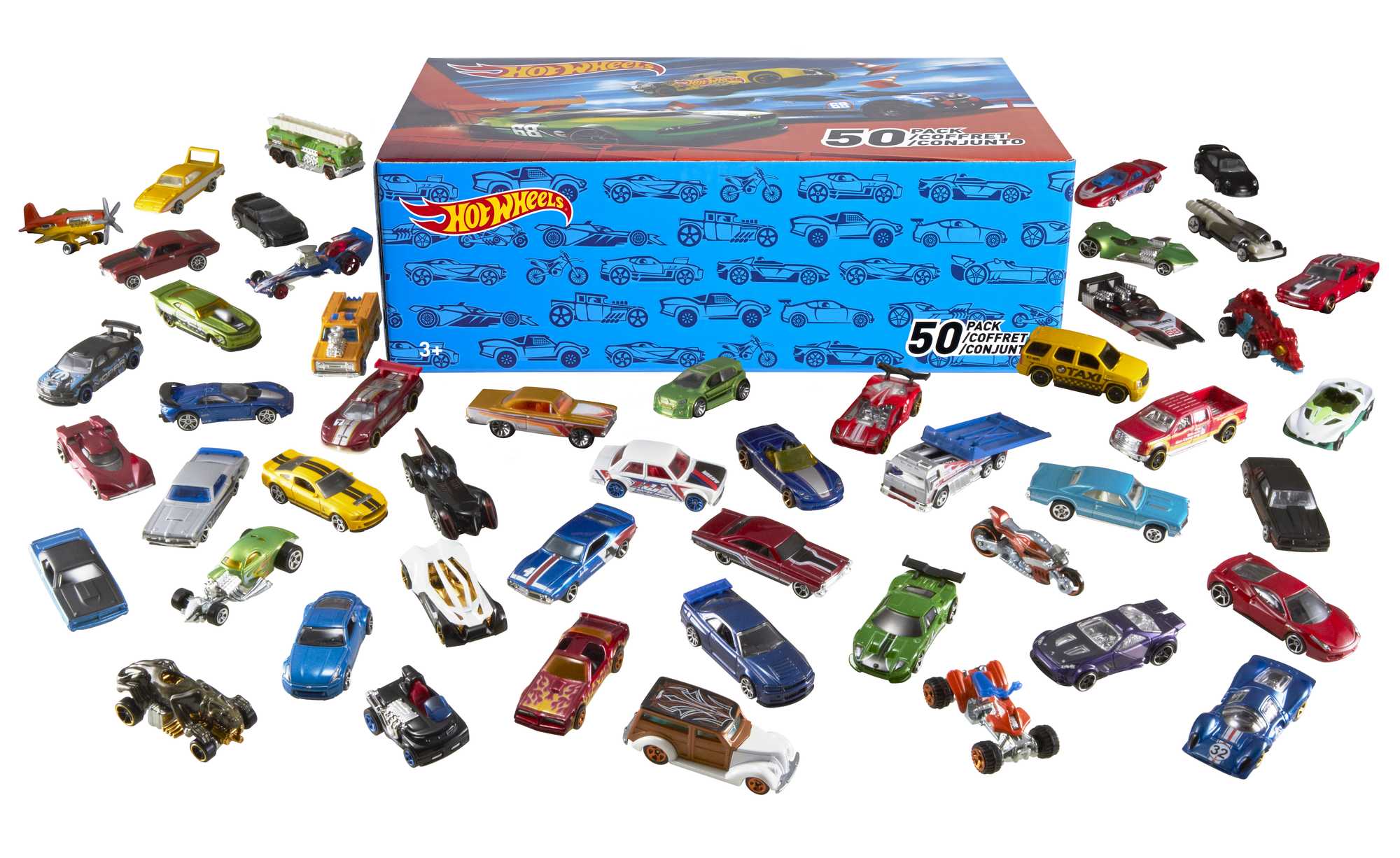 Hot Wheels 1:64 Scale Toy Cars & Trucks. 50-Pack