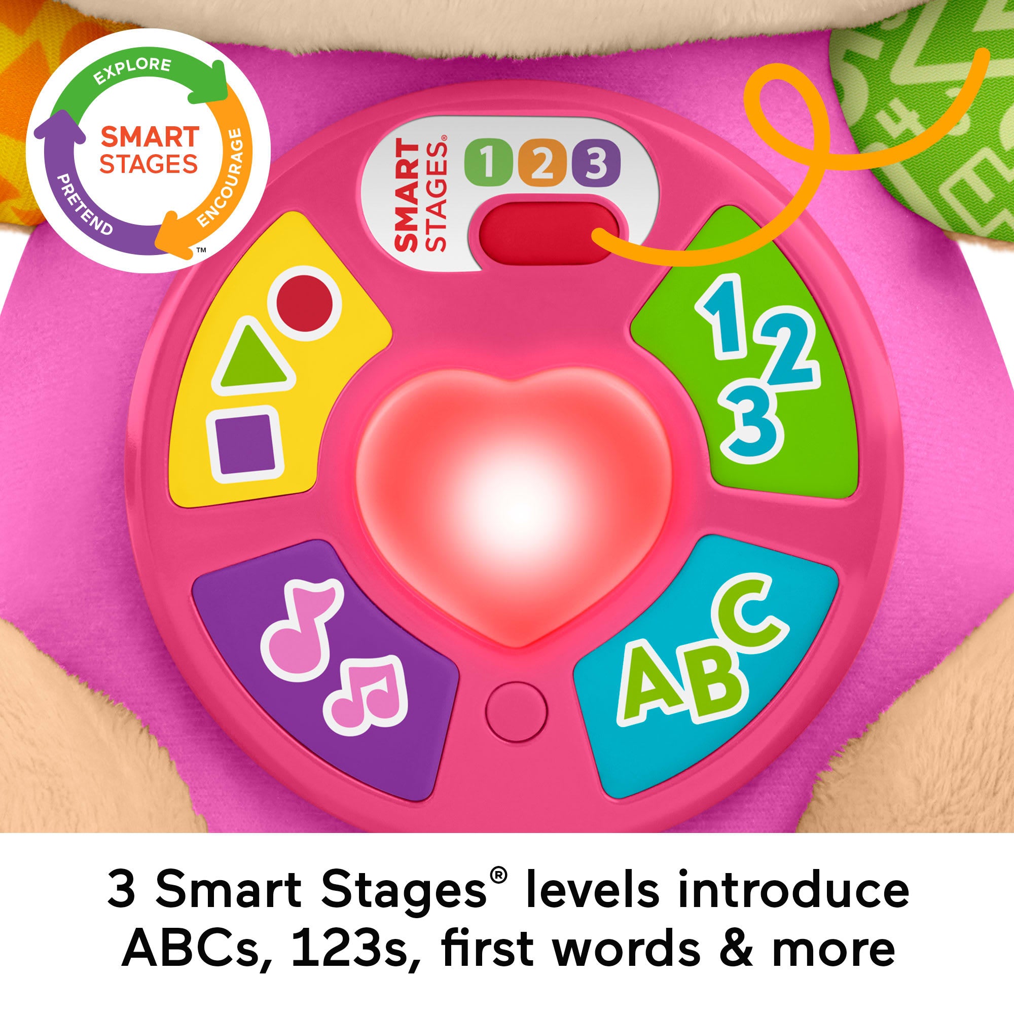 Fisher-Price Laugh & Learn Smart Stages Sis Pink Plush Musical Learning Toy For Baby & Toddler - Image 3