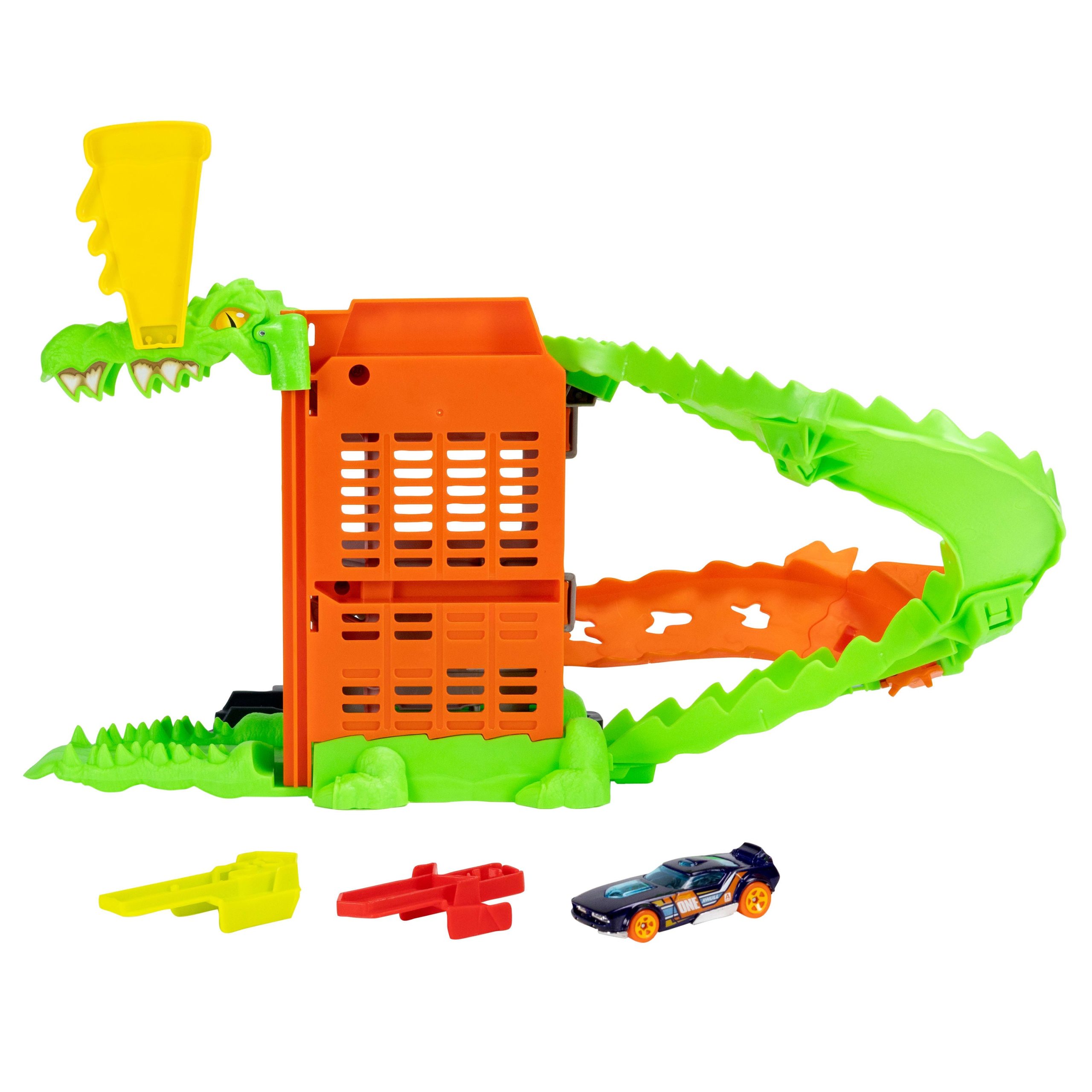 Hot Wheels City Croc Pizza Attack Playset & 1:64 Scale Toy Car. Speed Snap Track Compatible - Image 5