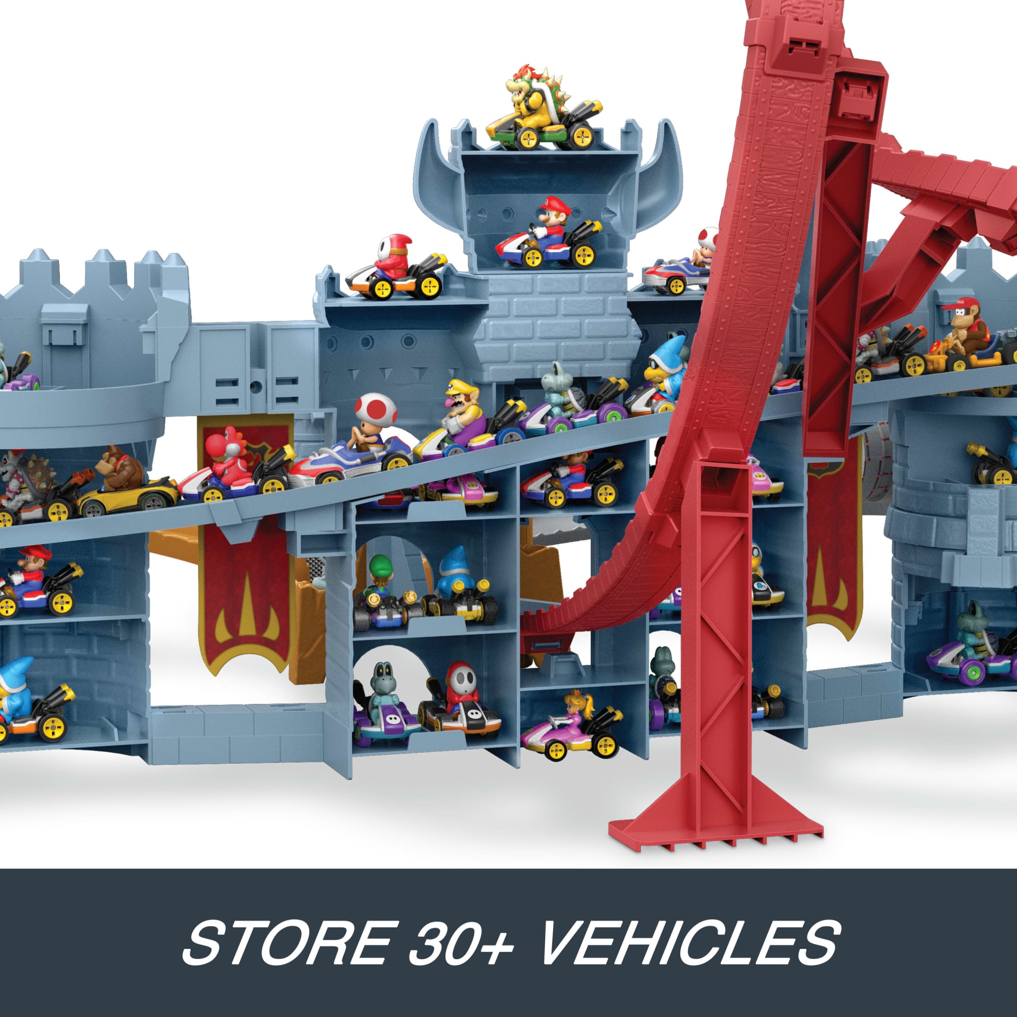 Hot Wheels Mario Kart Bowser's Castle Track Set With 1:64 Scale Die-Cast Kamek Toy Vehicle & Storage - Image 5