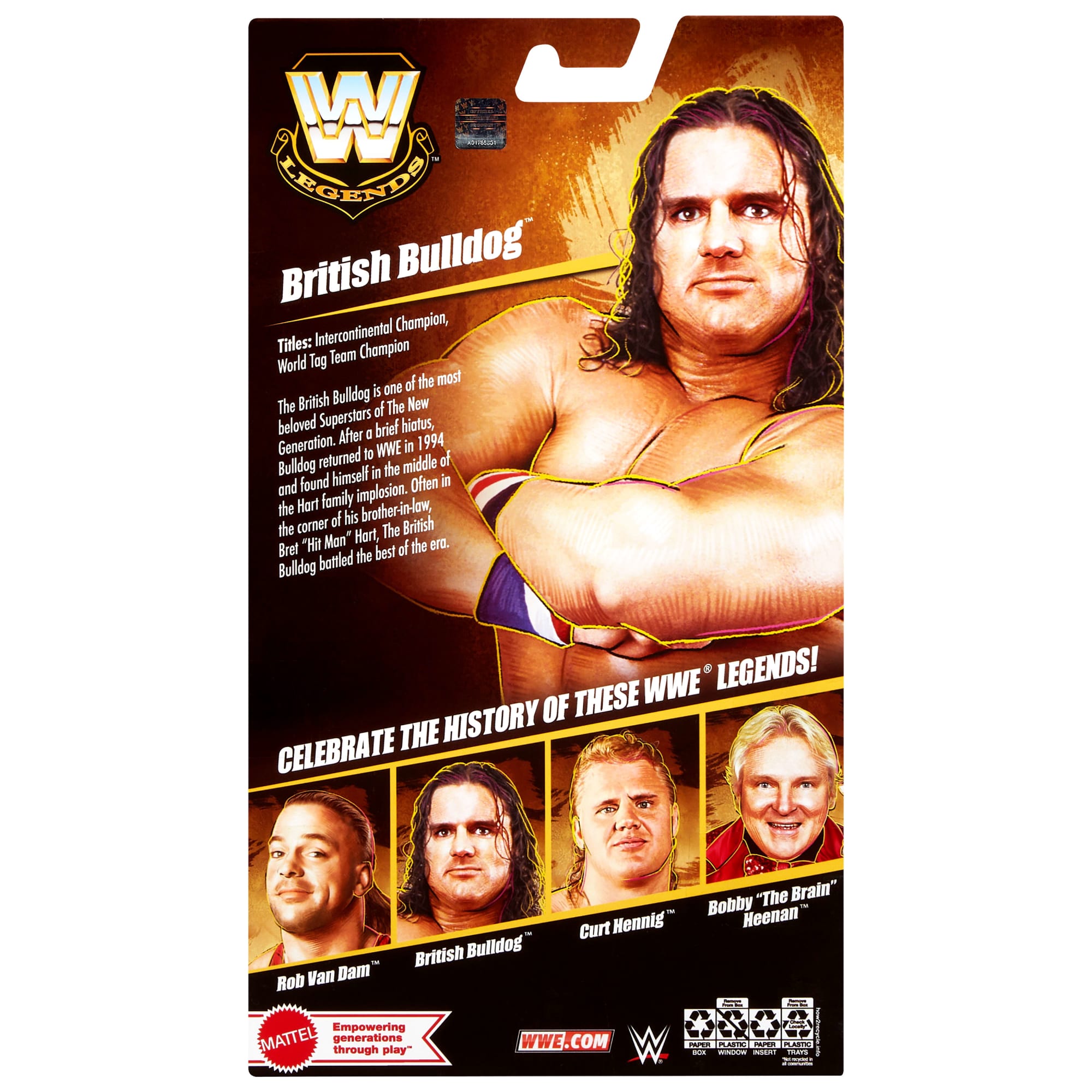 WWE Elite Legends British Bulldog Action Figure & Accessories. Series 29 6-Inch Collectible Set - Image 6