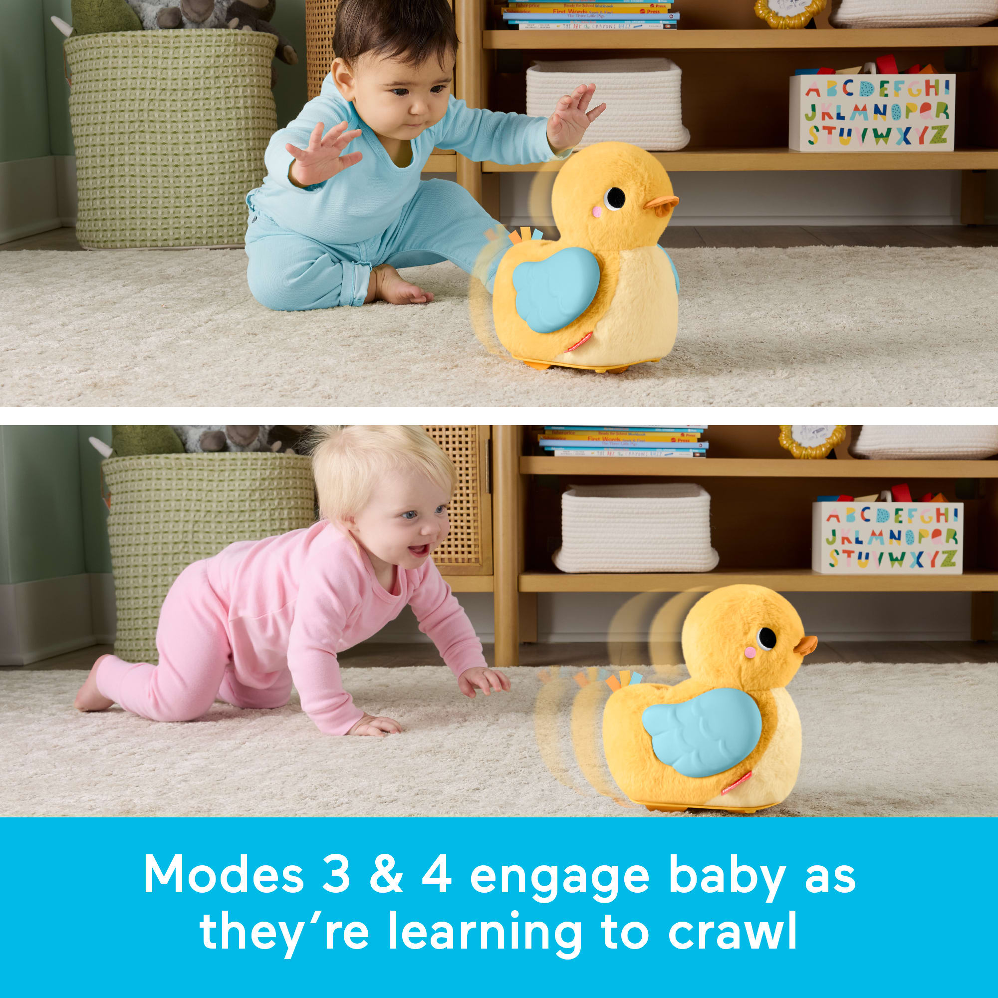 Fisher-Price 4-In-1 Cuddle & Crawl Duck. Baby Musical Tummy Time & Crawling Plush Toy - Image 3