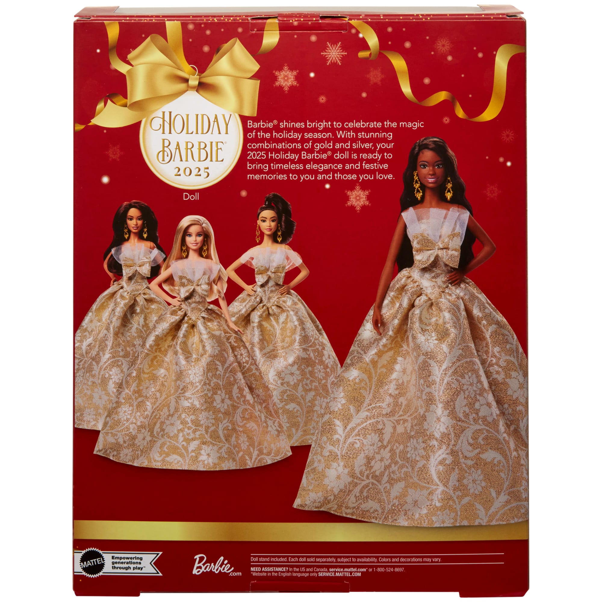 Barbie Signature 2025 Holiday Barbie Fashion Doll. Seasonal Collector. Black Hair With Silver & Gold Gown - Image 5