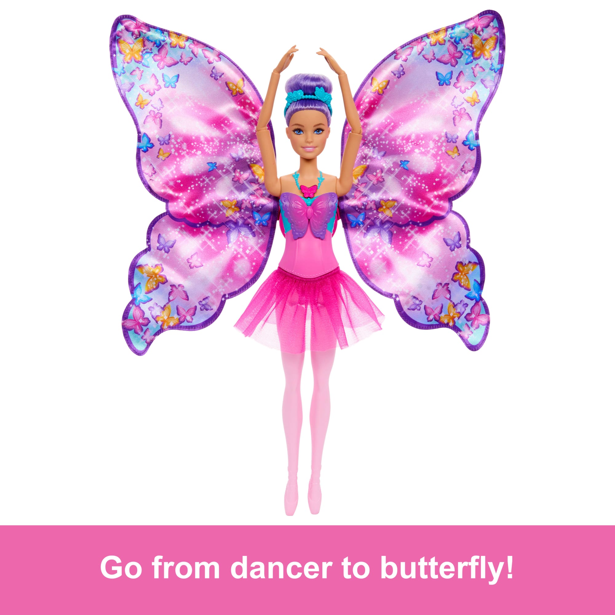 Barbie Dance And Flutter Doll With 2-in-1 Transformation From Dancer To Butterfly. Purple Hair - Image 5