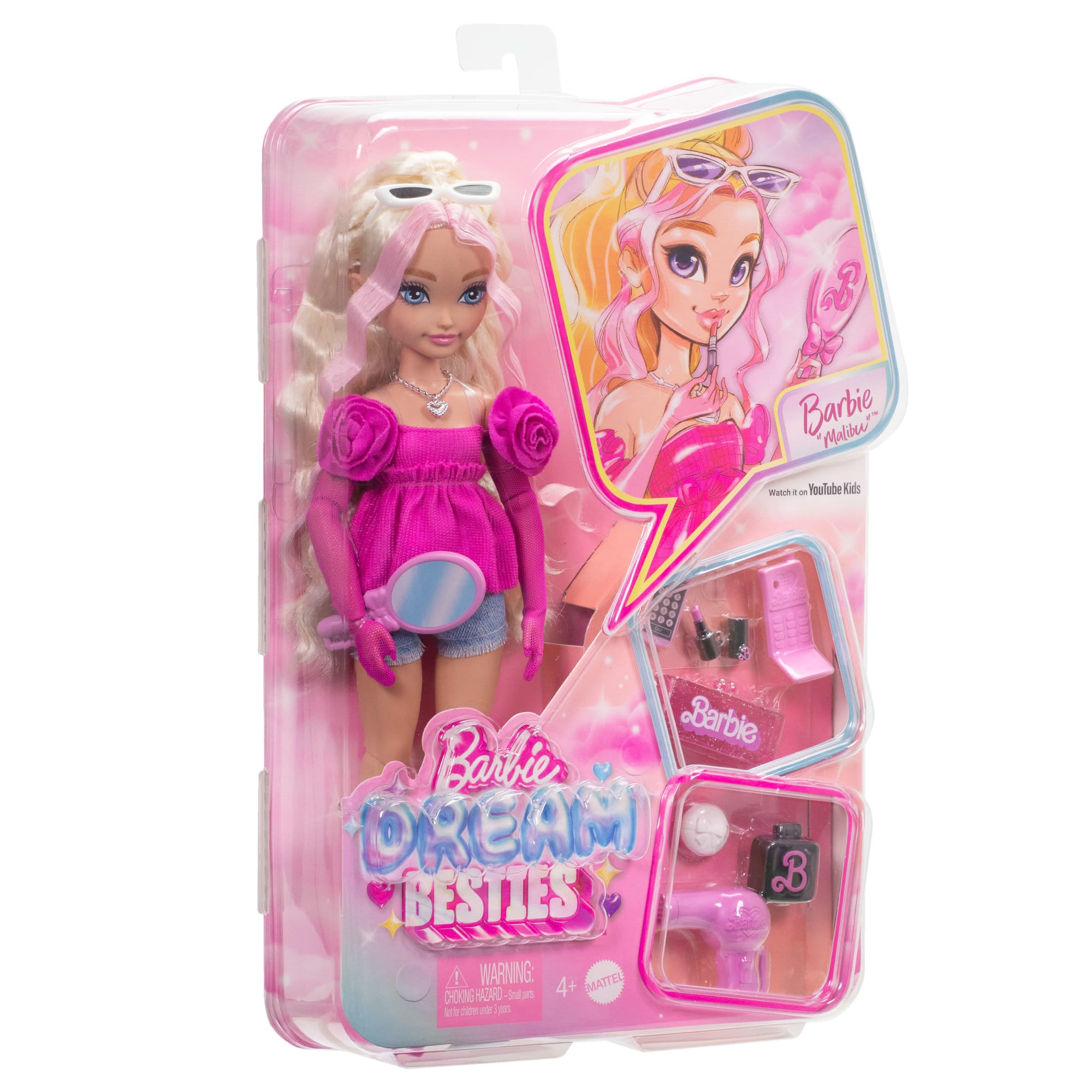 Barbie Dream Besties Barbie Malibu Fashion Doll With 8 Makeup & Hair Themed Accessories - Image 6