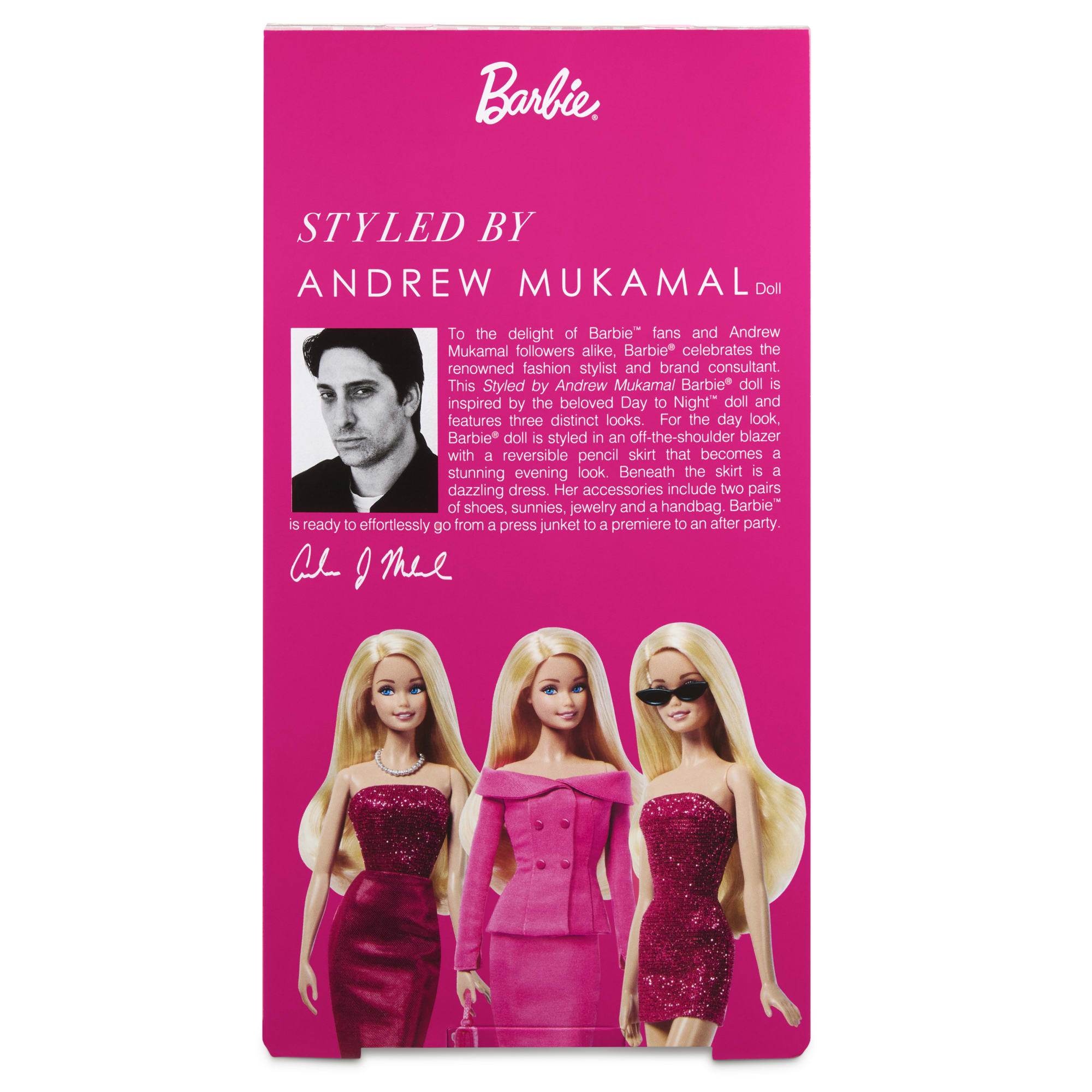 Barbie Signature Styled By Andrew Mukamal Barbie Doll With 3 Day-To-Night Looks & Accessories - Image 6