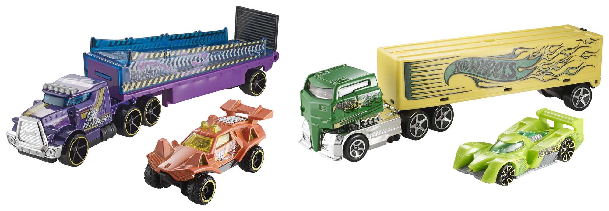 Hot Wheels Super Rigs. 1:64 Scale Toy Car And Matching Transporter. 2 Vehicles - Image 5
