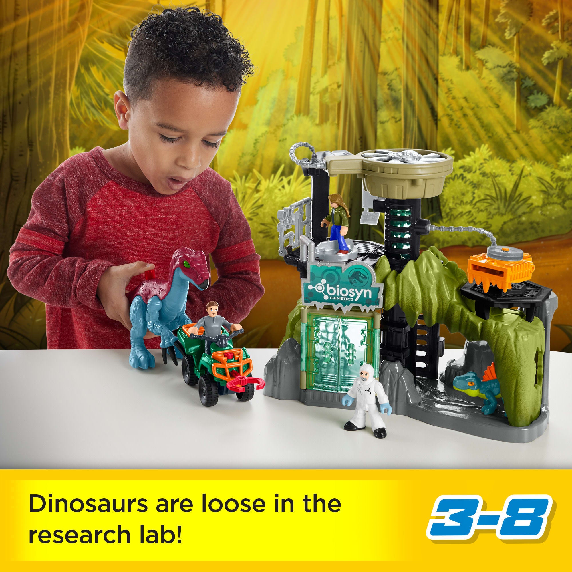 Imaginext Jurassic World Dinosaur Lab Playset With Owen Maisie & Dr. Grant Figures. 6 Play Pieces - Image 2