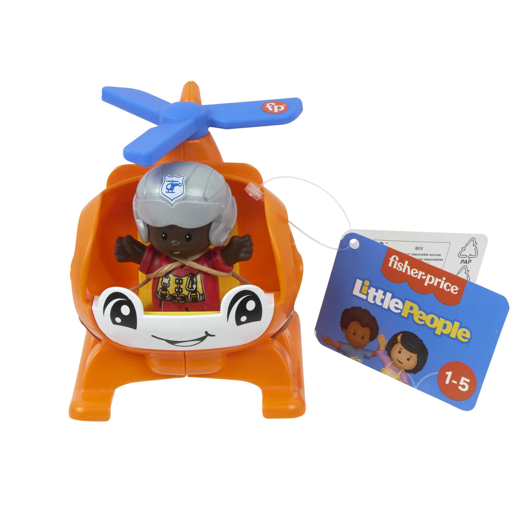 Fisher-Price Little People Helicopter Toy & Pilot Figure Set For Toddlers. 2 Pieces - Image 6