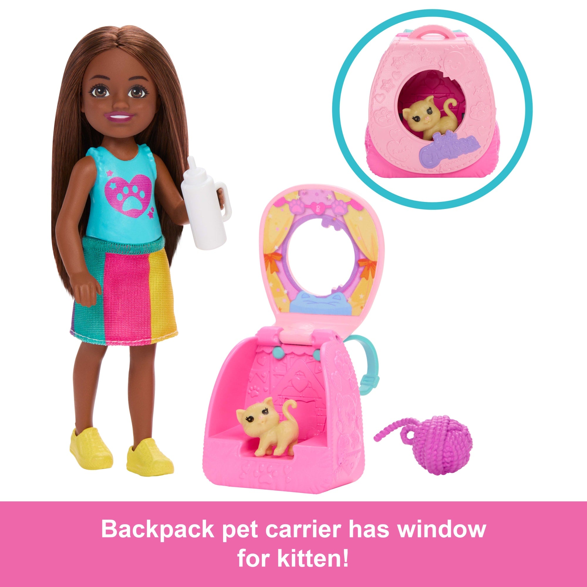 Barbie Family & Friends Chelsea Playtime Kitty Backpack Doll And Accessories. Backpack With Kitten Play Piece - Image 3