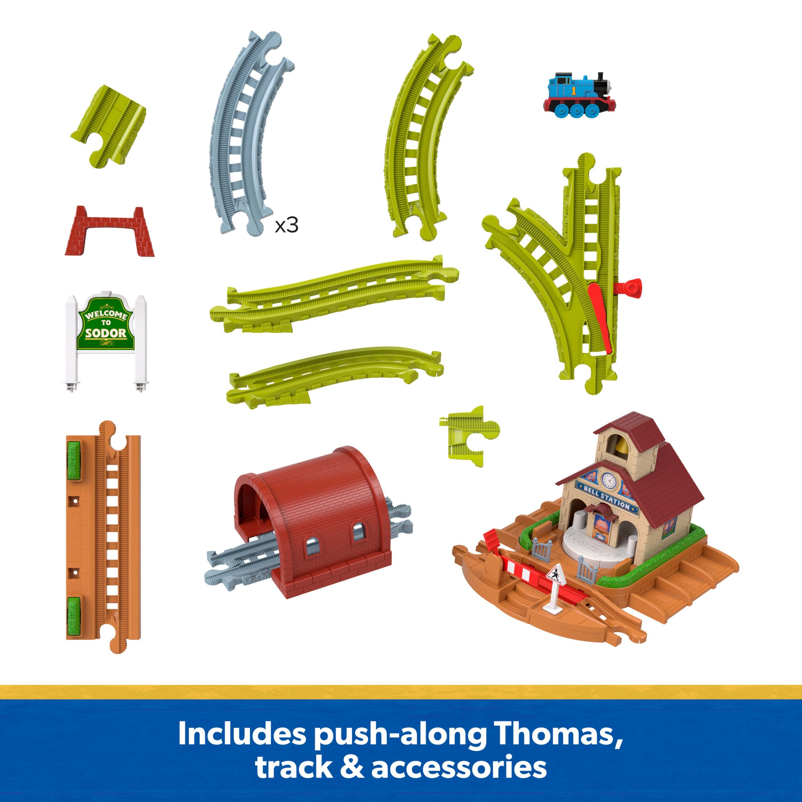 Thomas & Friends Bell Station Train Set By Fisher-Price With Push-Along Thomas Engine & Track - Image 5