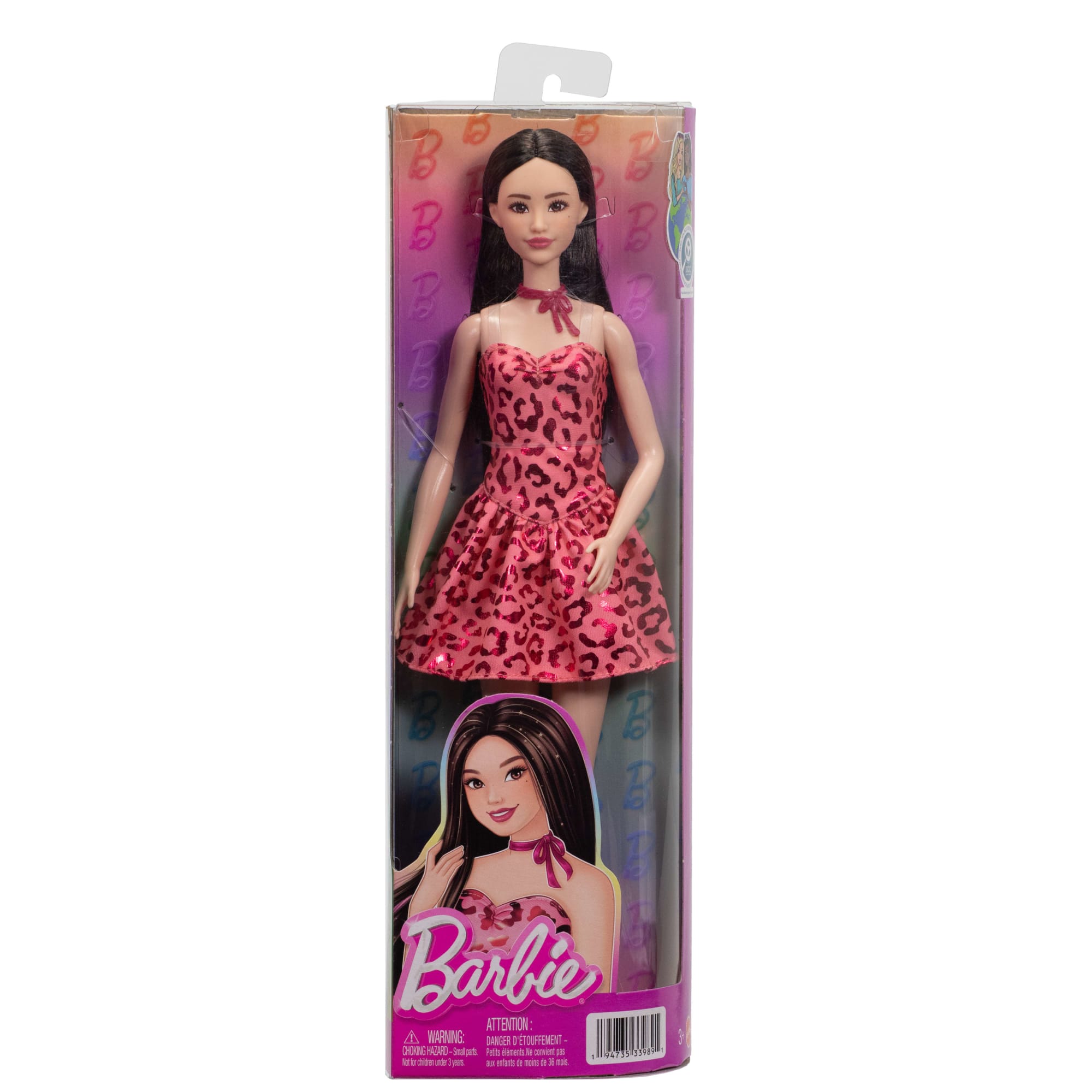 Barbie Fashionistas Doll #246 With Pink Leopard Print Dress. Black Hair - Image 6