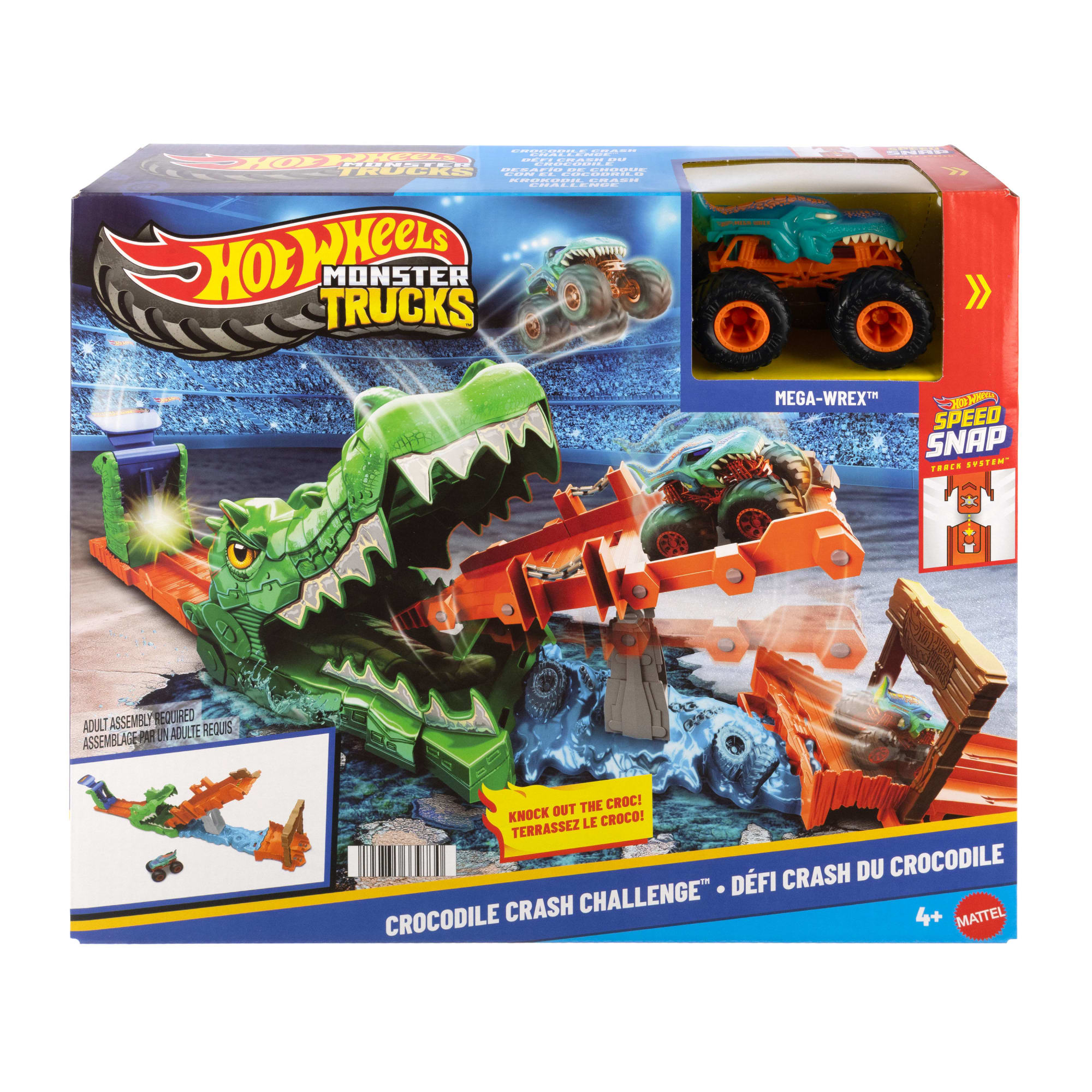 Hot Wheels Monster Trucks Crocodile Crash Challenge Playset & 1:64 Scale MEGA-Wrex Toy Vehicle - Image 6