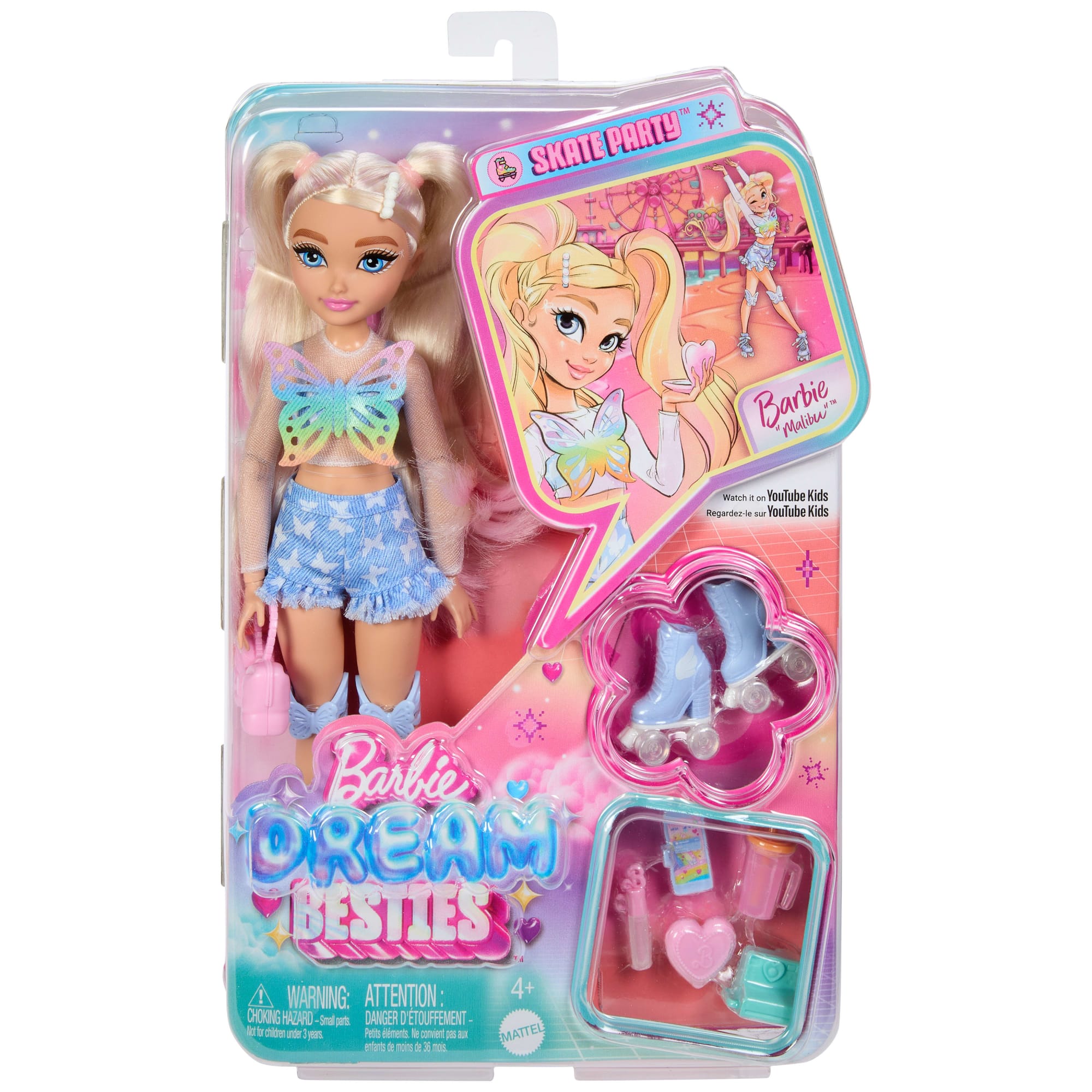 Dream Besties Barbie Malibu Roller Skating Fashion Doll With 9 Makeup Themed Accessories - Image 6