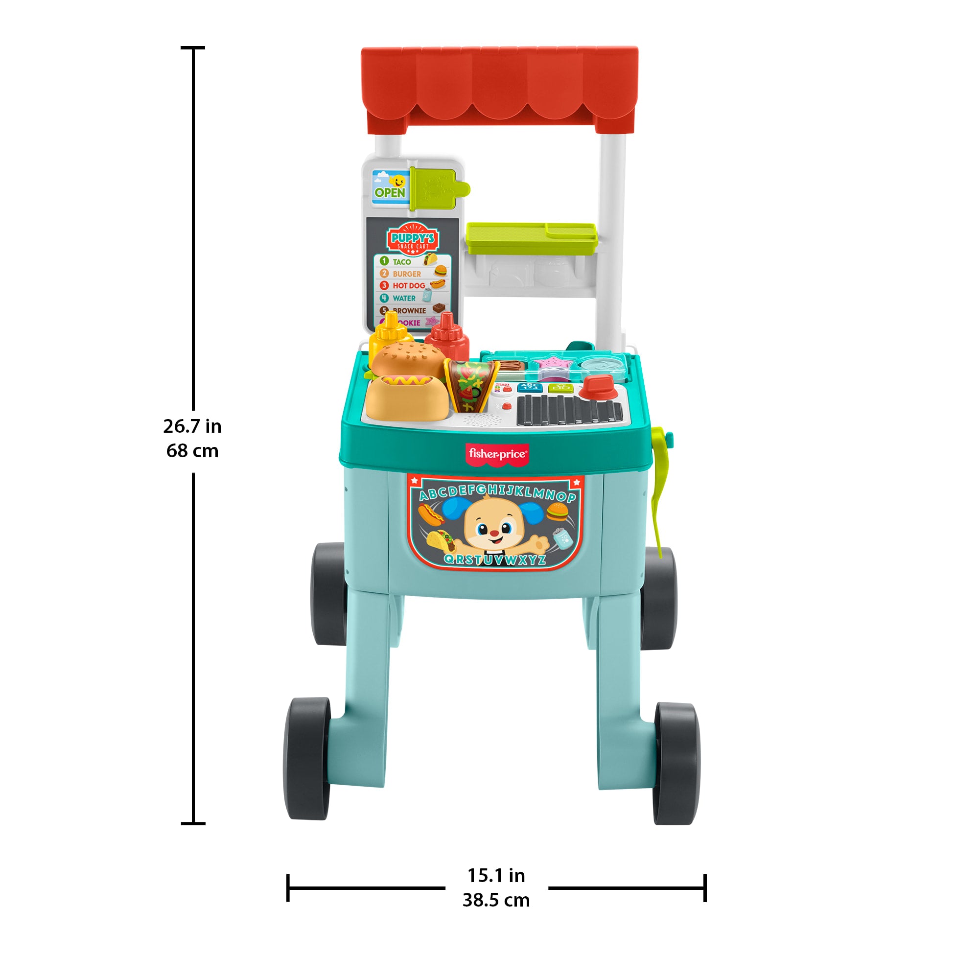 Fisher-Price Laugh & Learn 4-In-1 Snack Cart Walker Baby & Toddler Learning Toy With 14 Play Pieces - Image 6