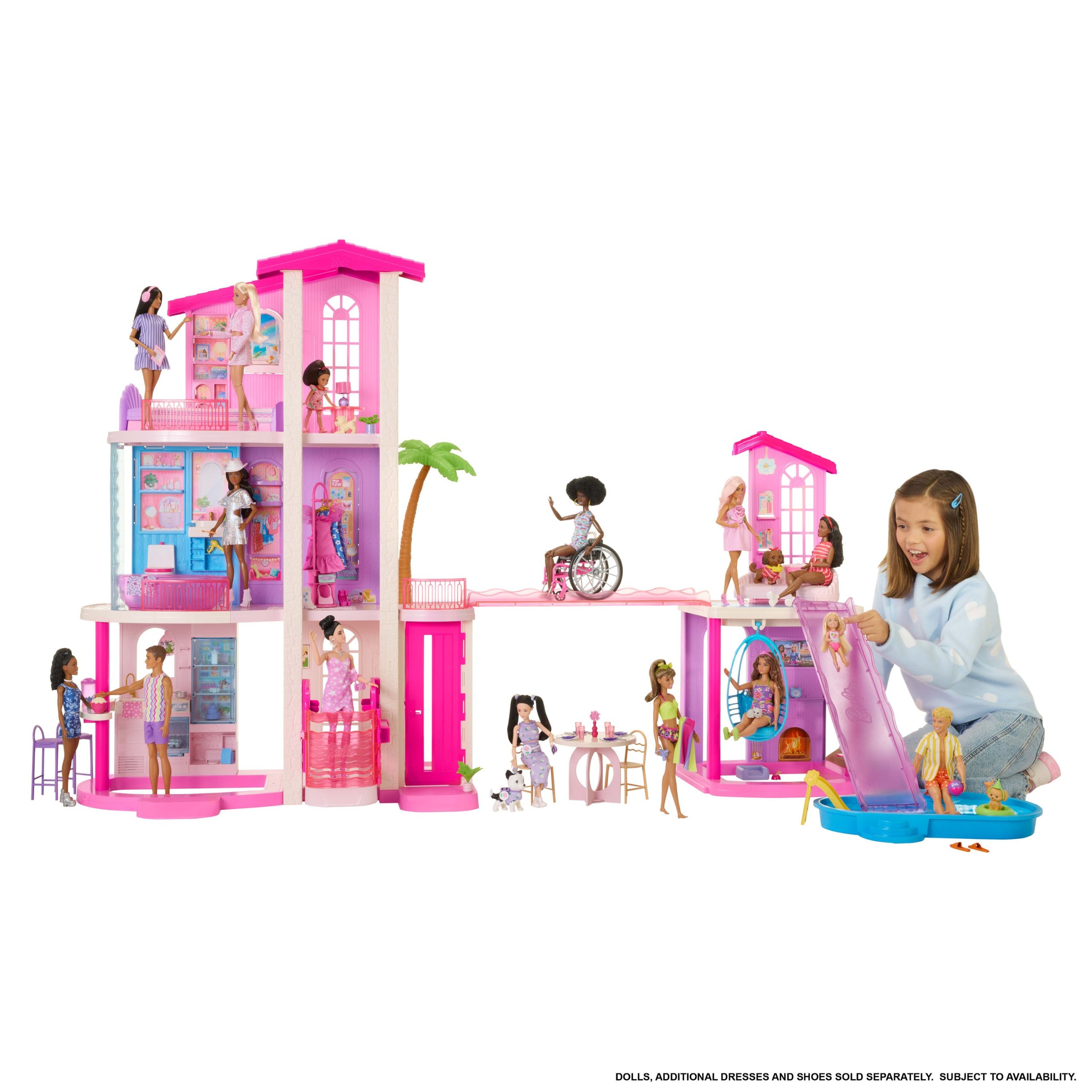 Barbie DreamHouse Dollhouse 2026. 2 Pools. 2 Slides. 2 Houses. Elevator With 3 Levels & 65+ Pieces Including Furniture & Accessories - Image 2