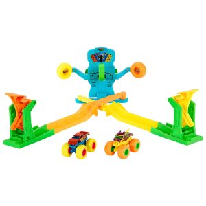 Hot Wheels-Coffret Neon Crashin' Slamway-2 Véhicules. 2 Modes de Jeu