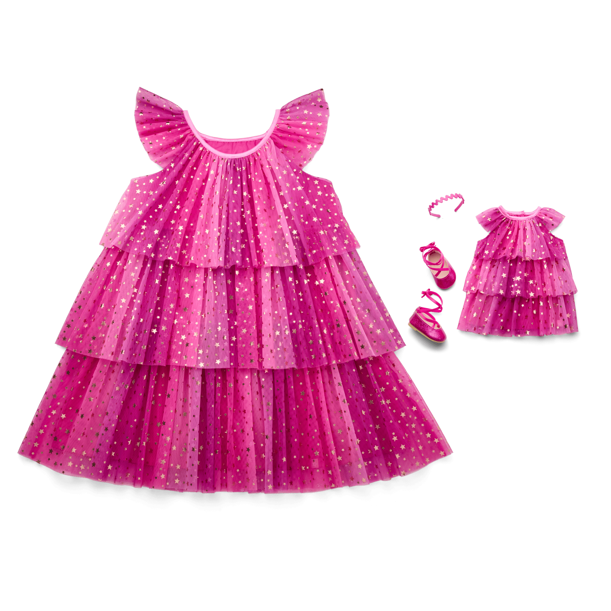Pink Party-Ready Dresses for Girls & 18-inch Dolls - Image 2