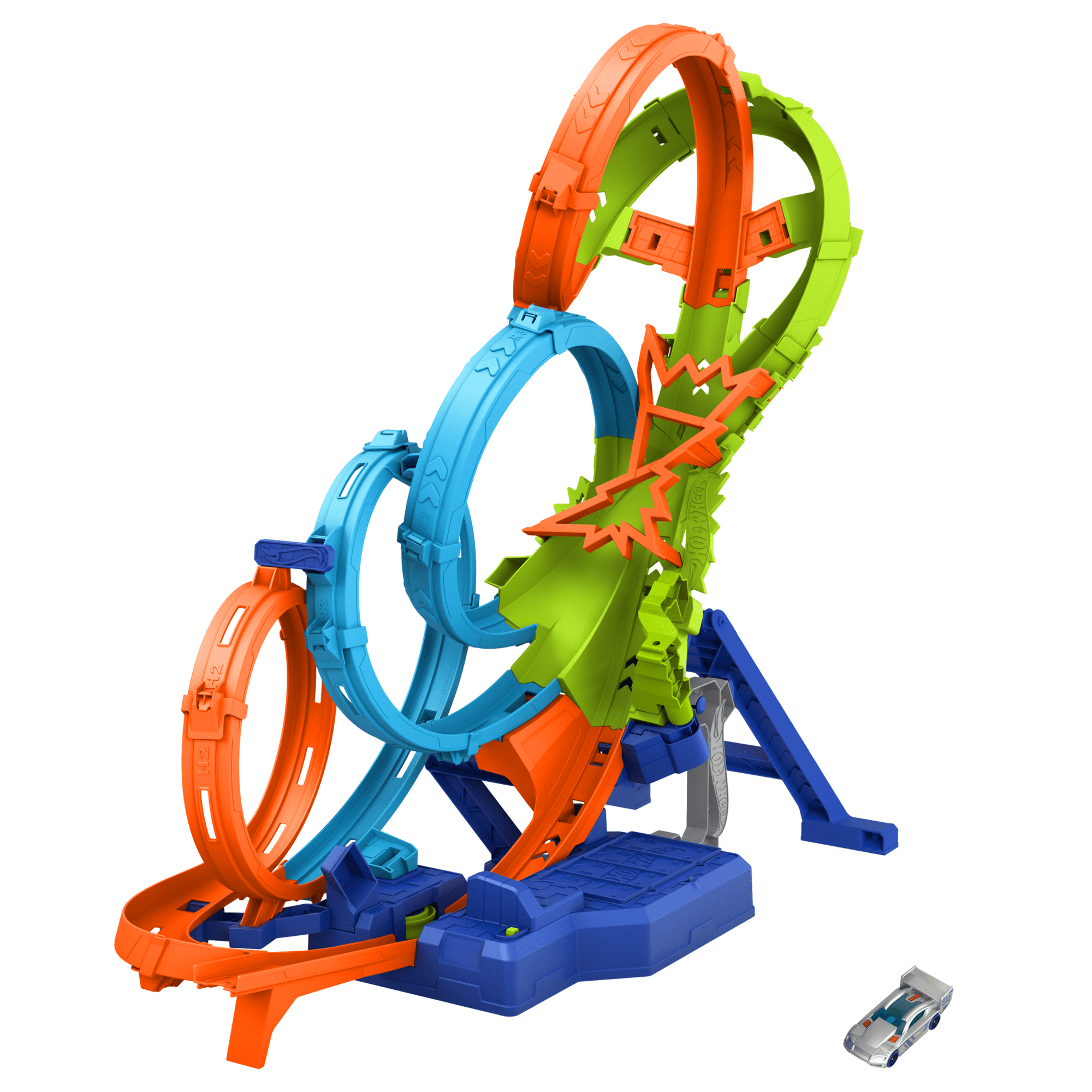 Hot Wheels Action 4-Loop Crash Out Track Set With Motorized Booster & 1:64 Scale Toy Car - Image 6