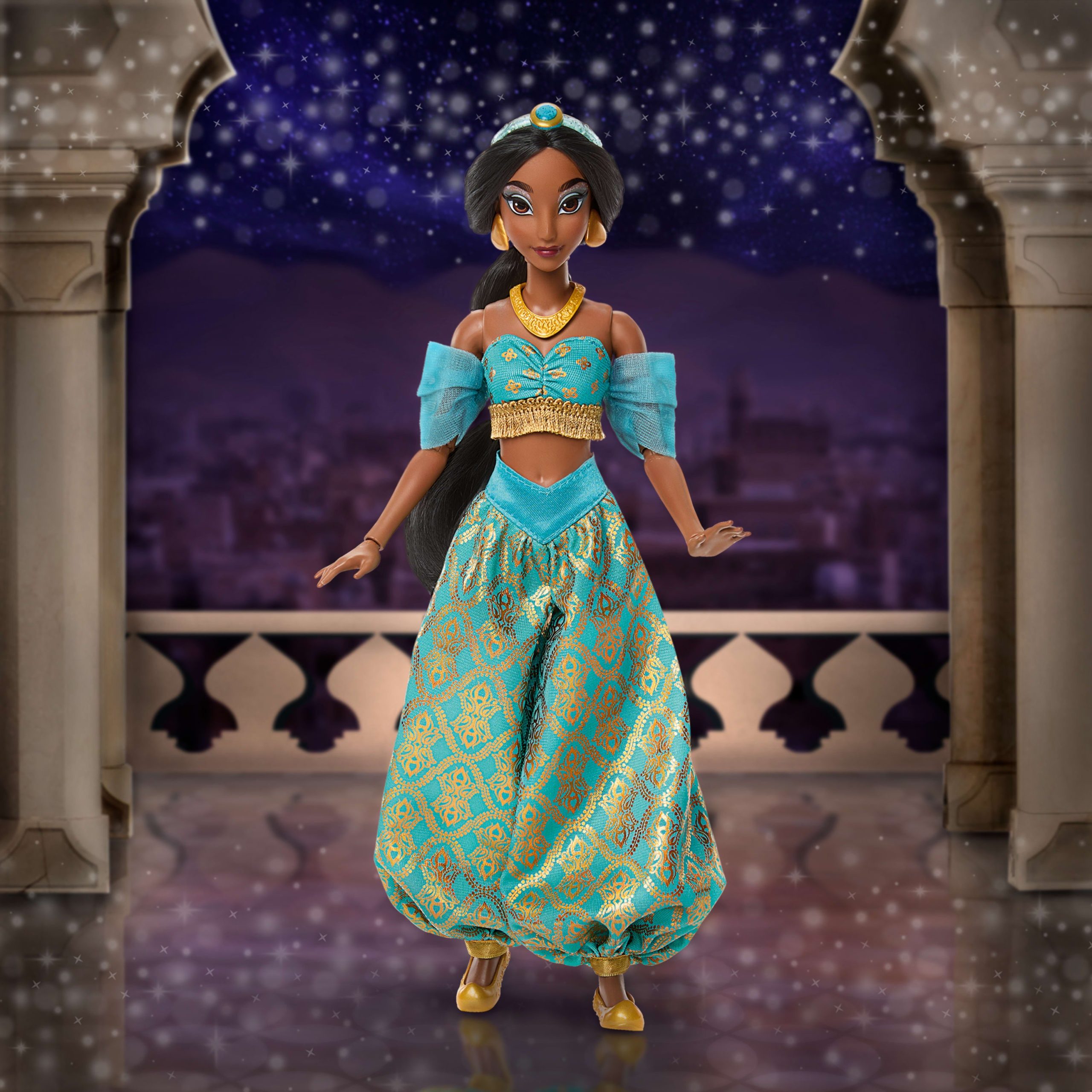 Disney Princess Sparkling Princess Series Jasmine Fashion Doll With Removable Outfit & Accessories - Image 2