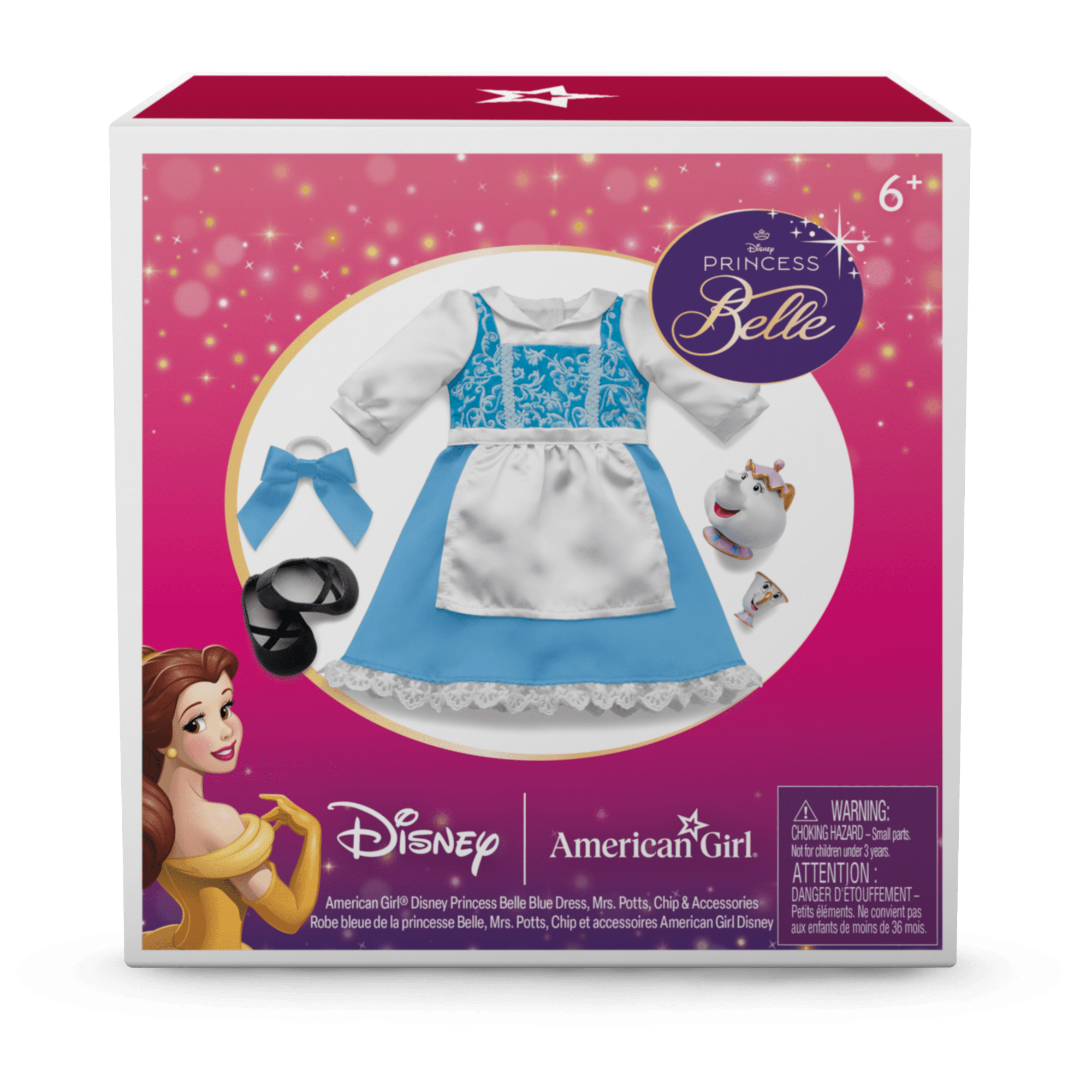 American Girl® Disney Princess Belle Blue Dress. Mrs. Potts. Chip & Accessories for 18-inch Dolls - Image 10