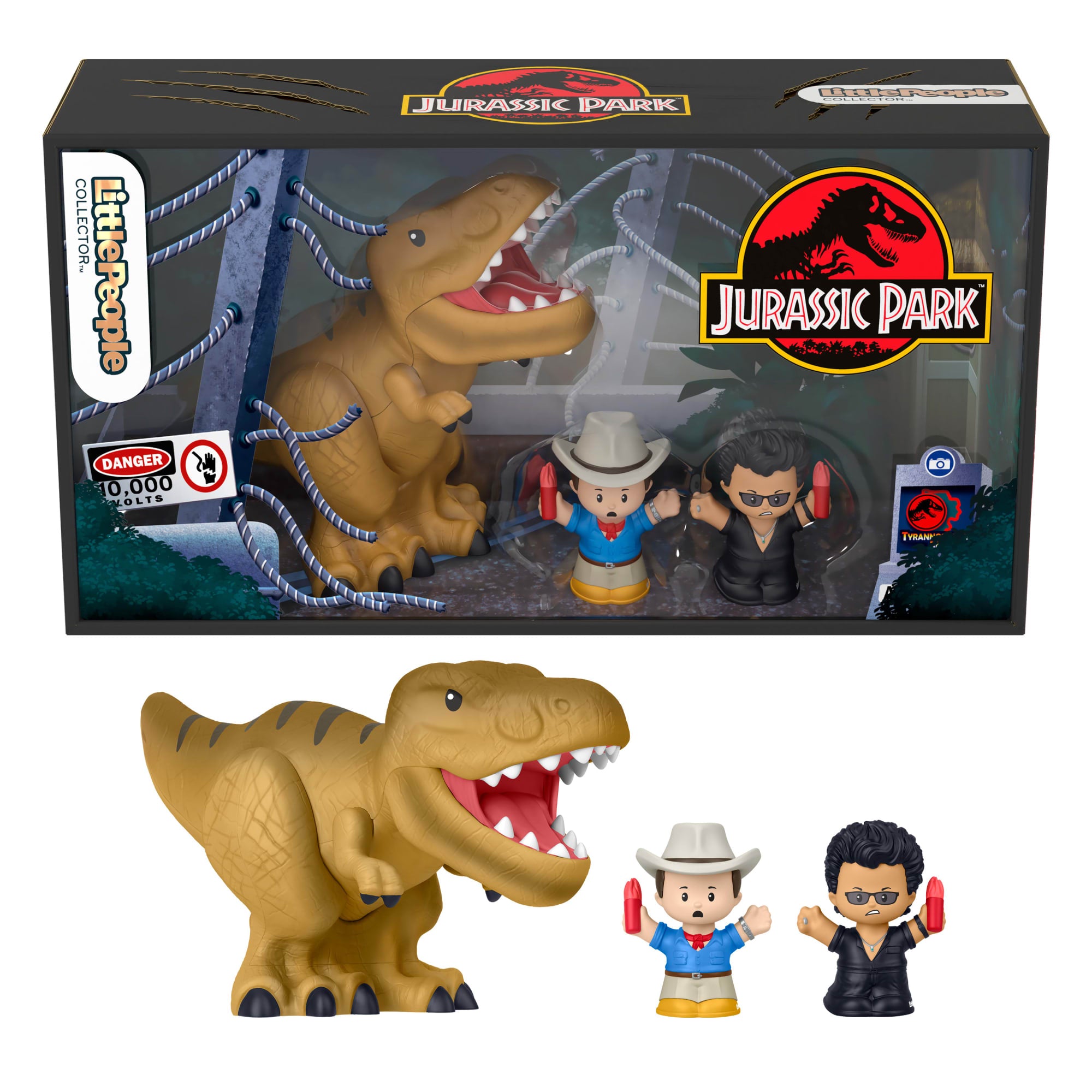 Little People Collector Jurassic Park Special Edition Set With Dinosaur For Movie Fans. 3 Figures