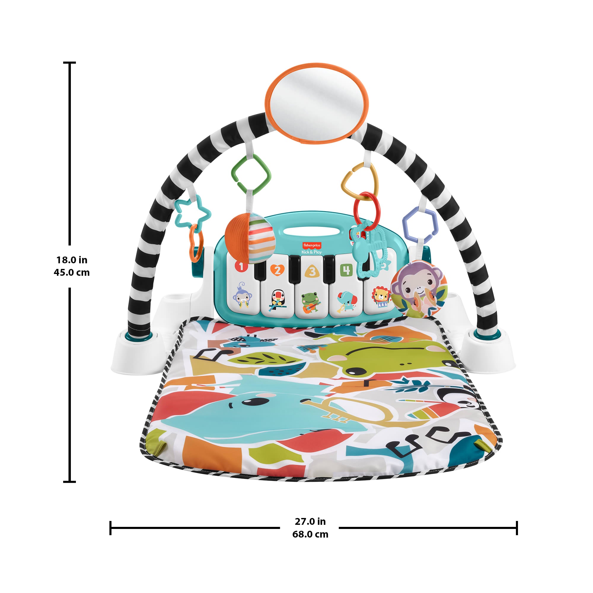Fisher-Price Glow And Grow Kick & Play Piano Gym Baby Playmat With Musical Learning Toy. Blue - Image 6