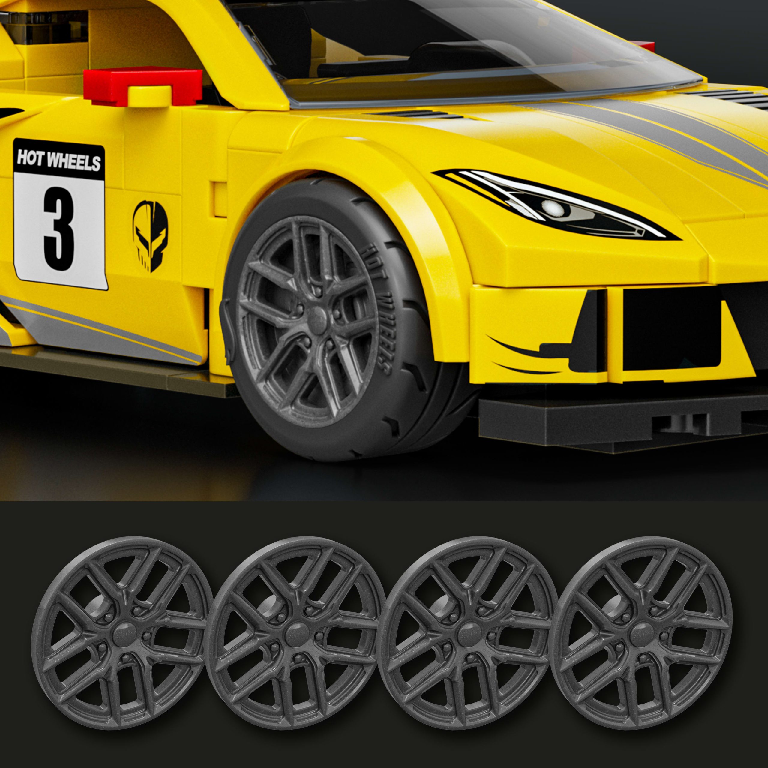 Mattel Brick Shop Hot Wheels '20 Corvette C8.R Building Set - Image 5