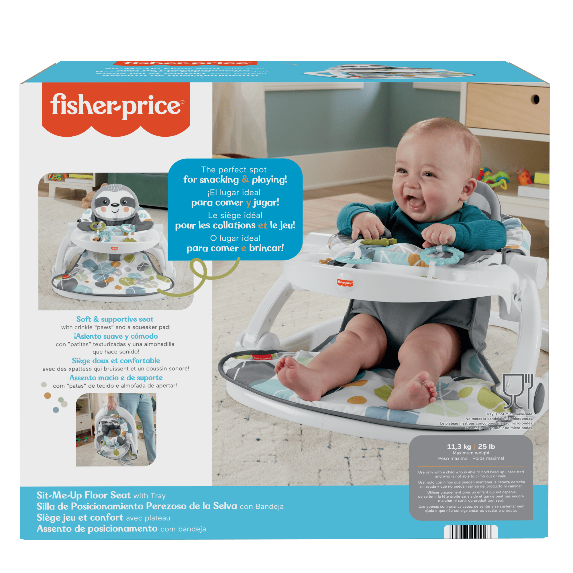 Fisher-Price Sit-Me-Up Floor Seat With Tray. Portable Baby Chair With Toys. Cute Sloth - Image 6