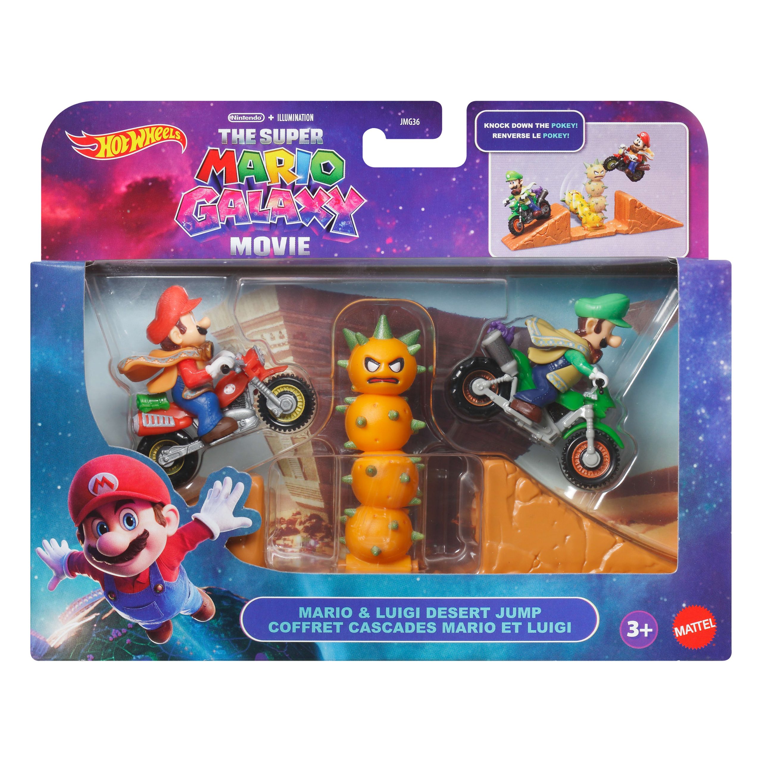 Hot Wheels Mario Kart Mario & Luigi Desert Jump Inspired By The Super Mario Galaxy Movie With 2 Motos - Image 5