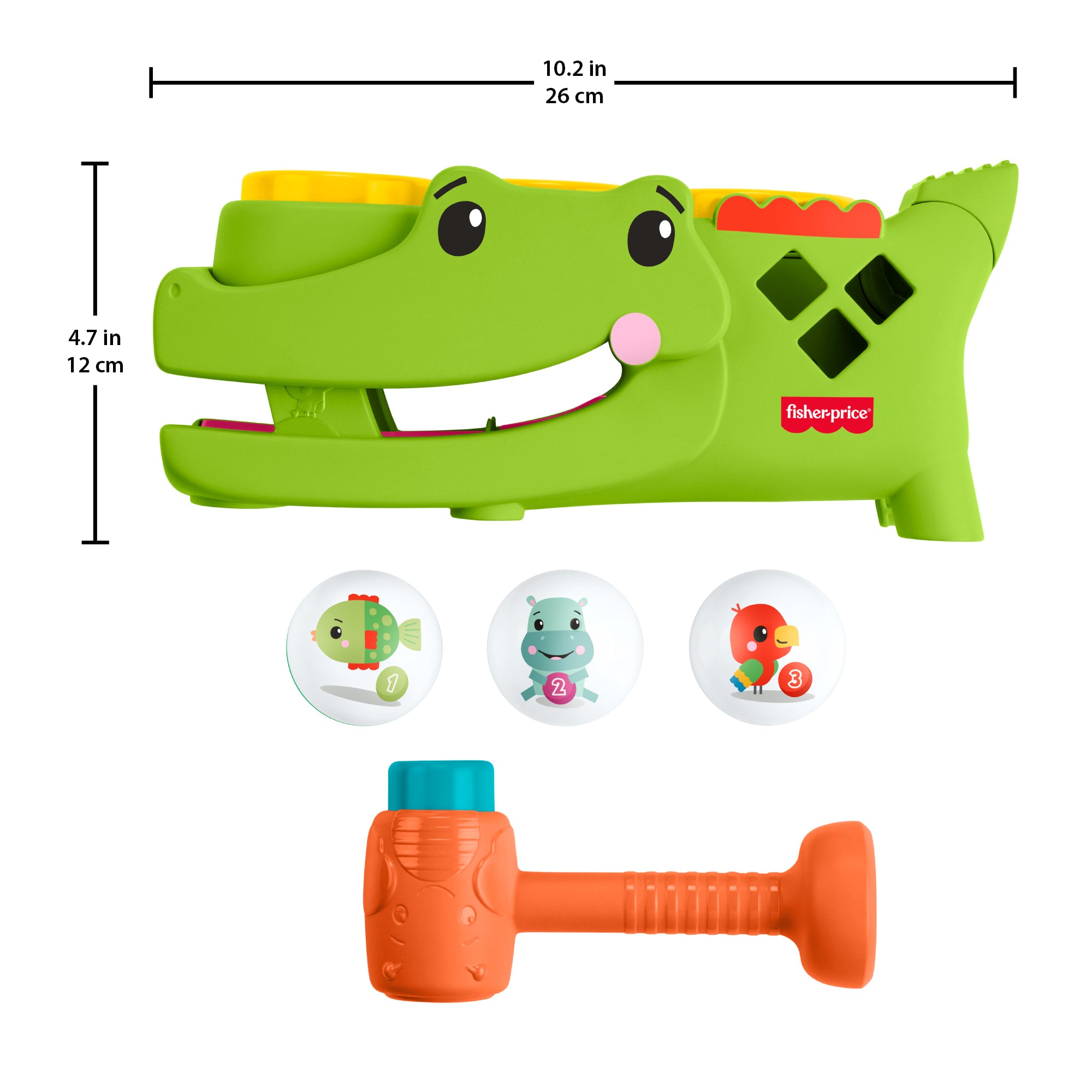 Fisher-Price Sit & Tap Rolligator. Pounding Activity Toy For Baby Crawling Play. 3 Balls & Hammer - Image 6