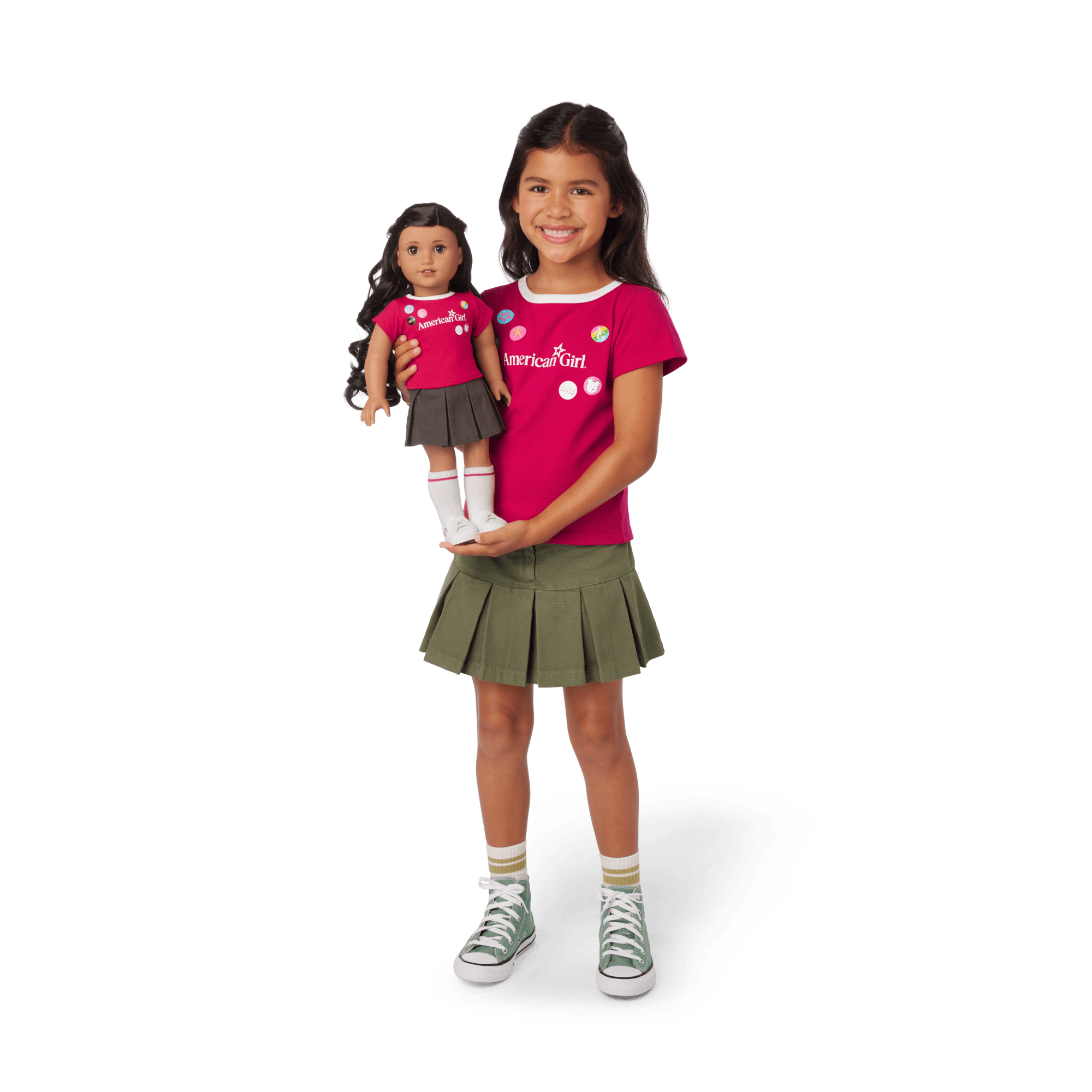 Matching AG™ Grin Pins Ringer Tee Set for Girls & 18-inch Dolls