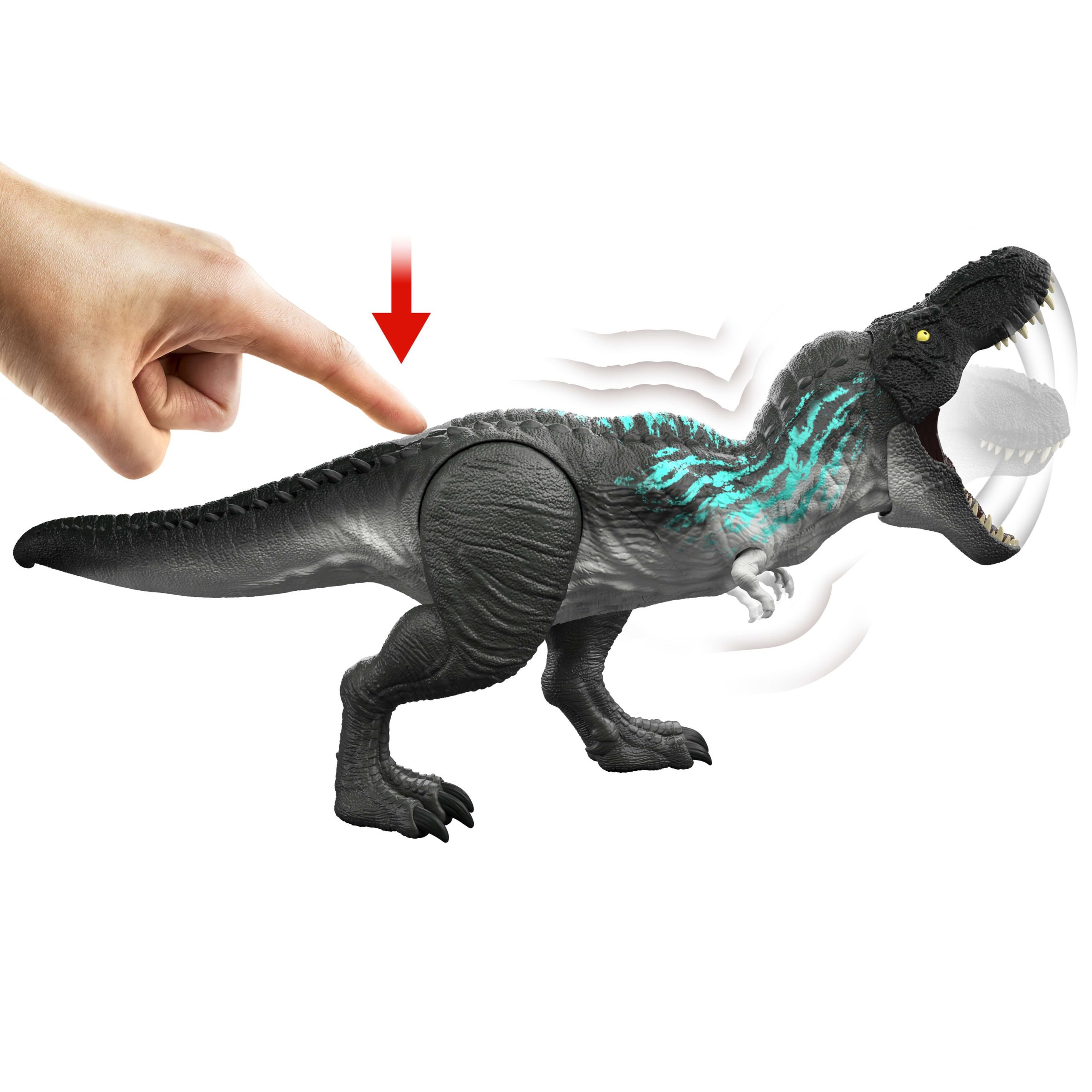 Jurassic World Muscle Madness Tyrannosaurus Rex Action Figure. T-Rex With Grow Feature & Roar - Image 4