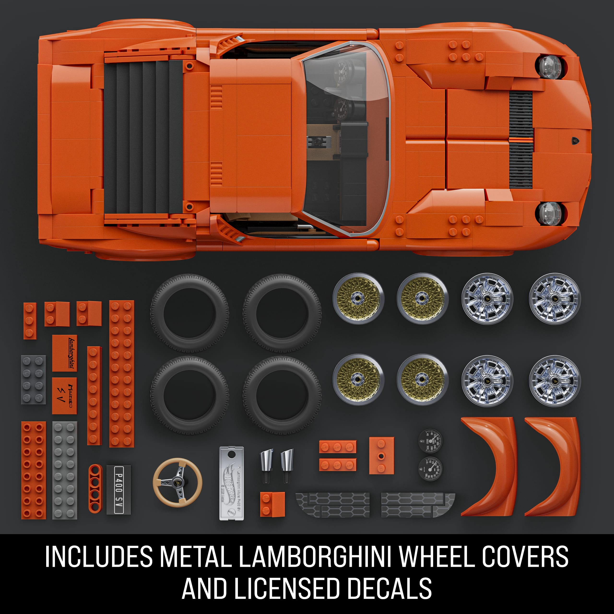 Mattel Brick Shop Hot Wheels '71 Lamborghini Miura P400 Sv Building Toy Kit (1523 Pieces). For Collectors - Image 4