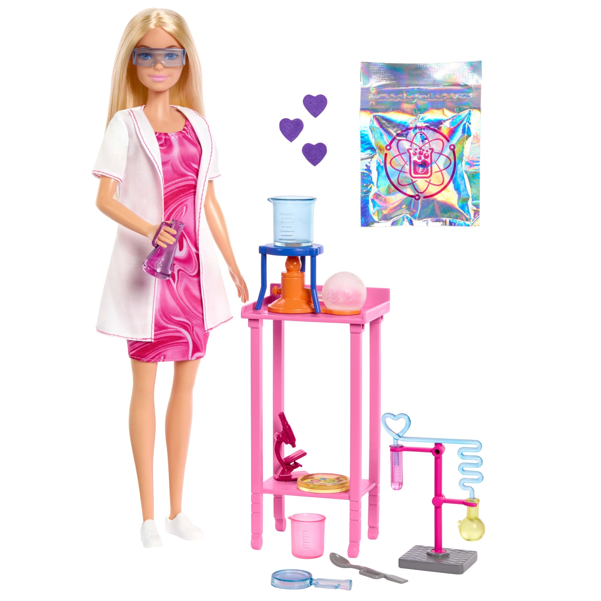 Barbie Poupée Mode et Accessoires Scientifique. Blonde. Table