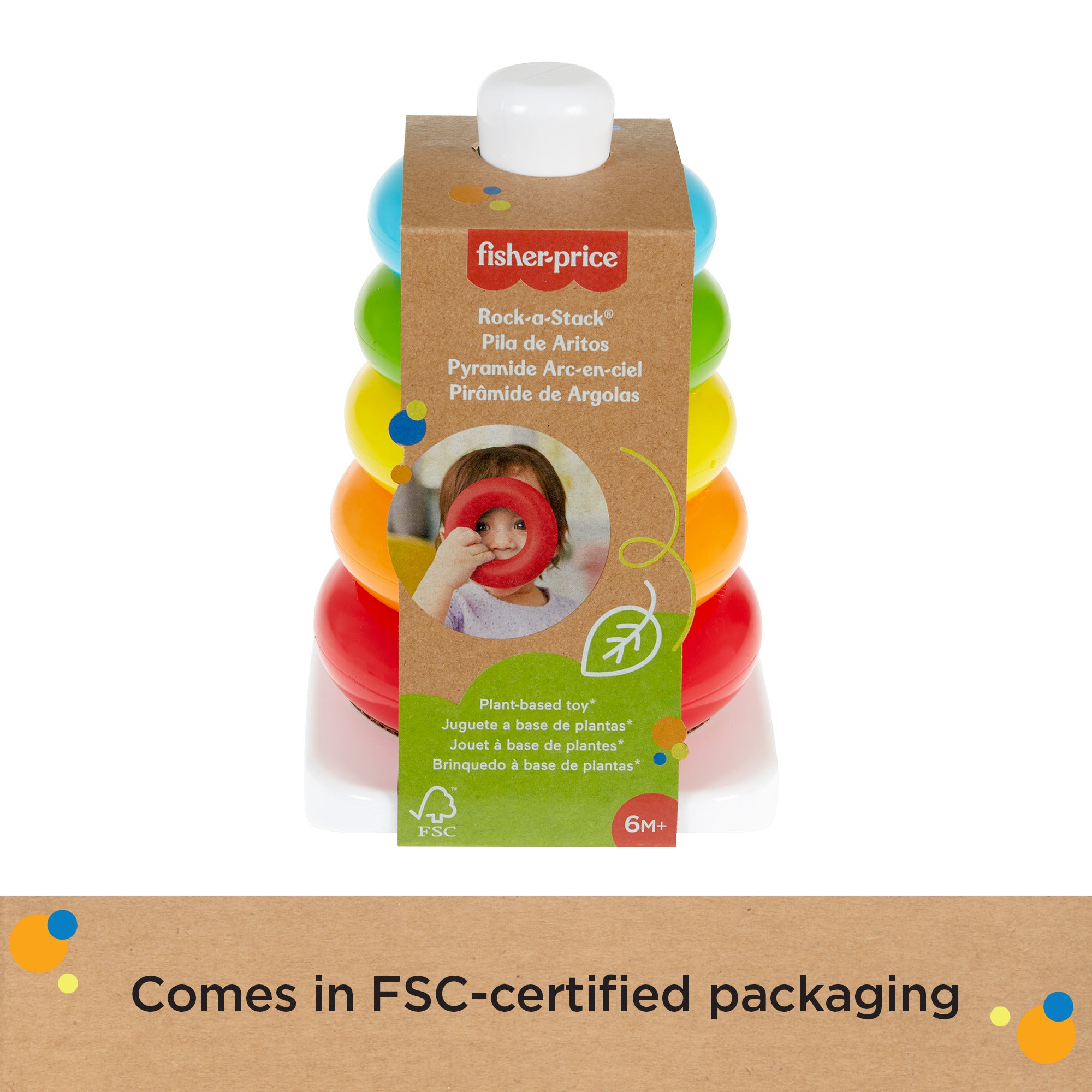 Fisher-Price Rock-A-Stack Ring Stacking Toy For infants. Made With Plant-Based Materials - Image 6
