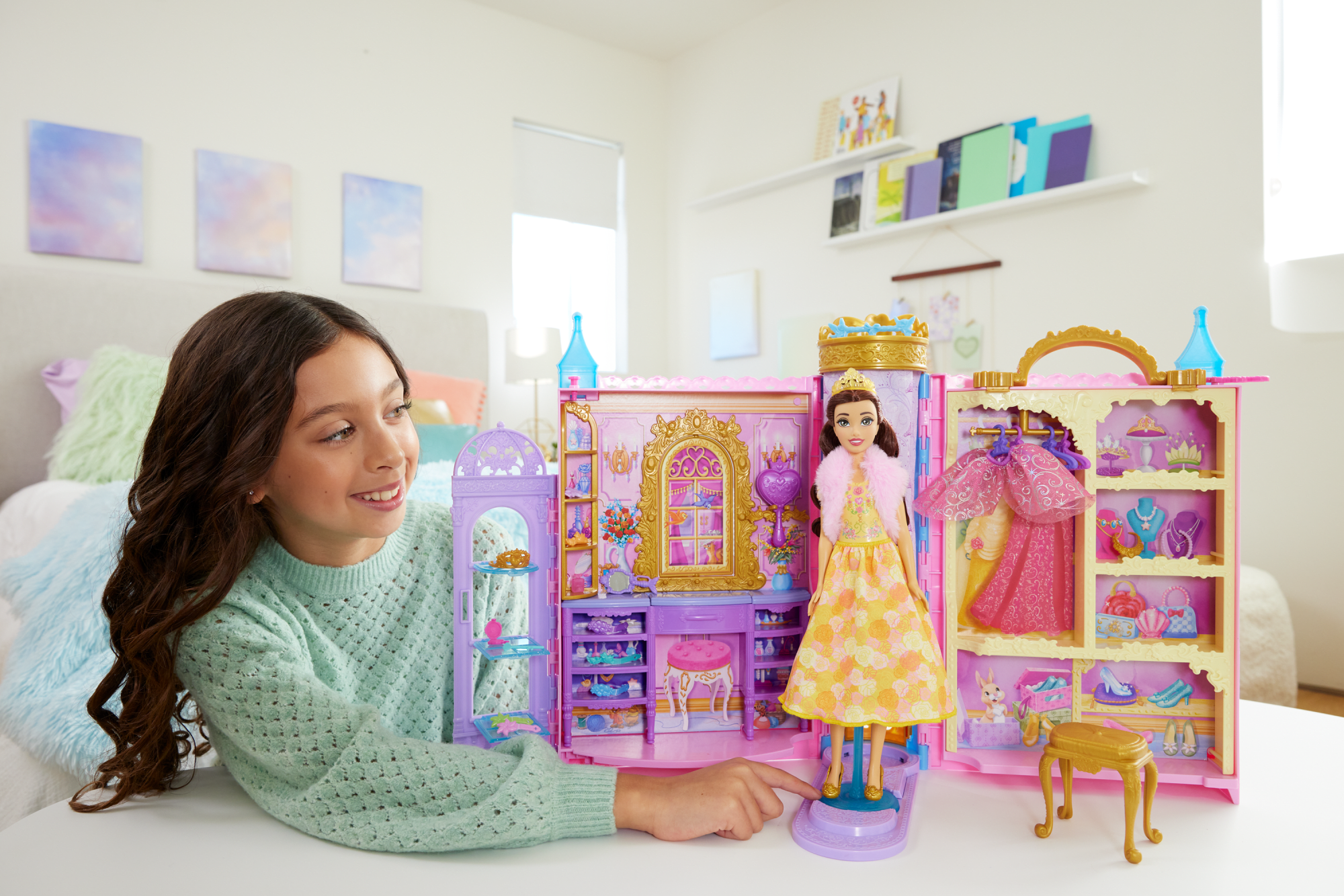 Disney Princesa Conjunto de Brinquedo Armário Mágico com Boneca Bella - Image 2