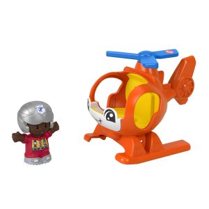 Fisher-Price Little People Helicopter Toy & Pilot Figure Set For Toddlers. 2 Pieces
