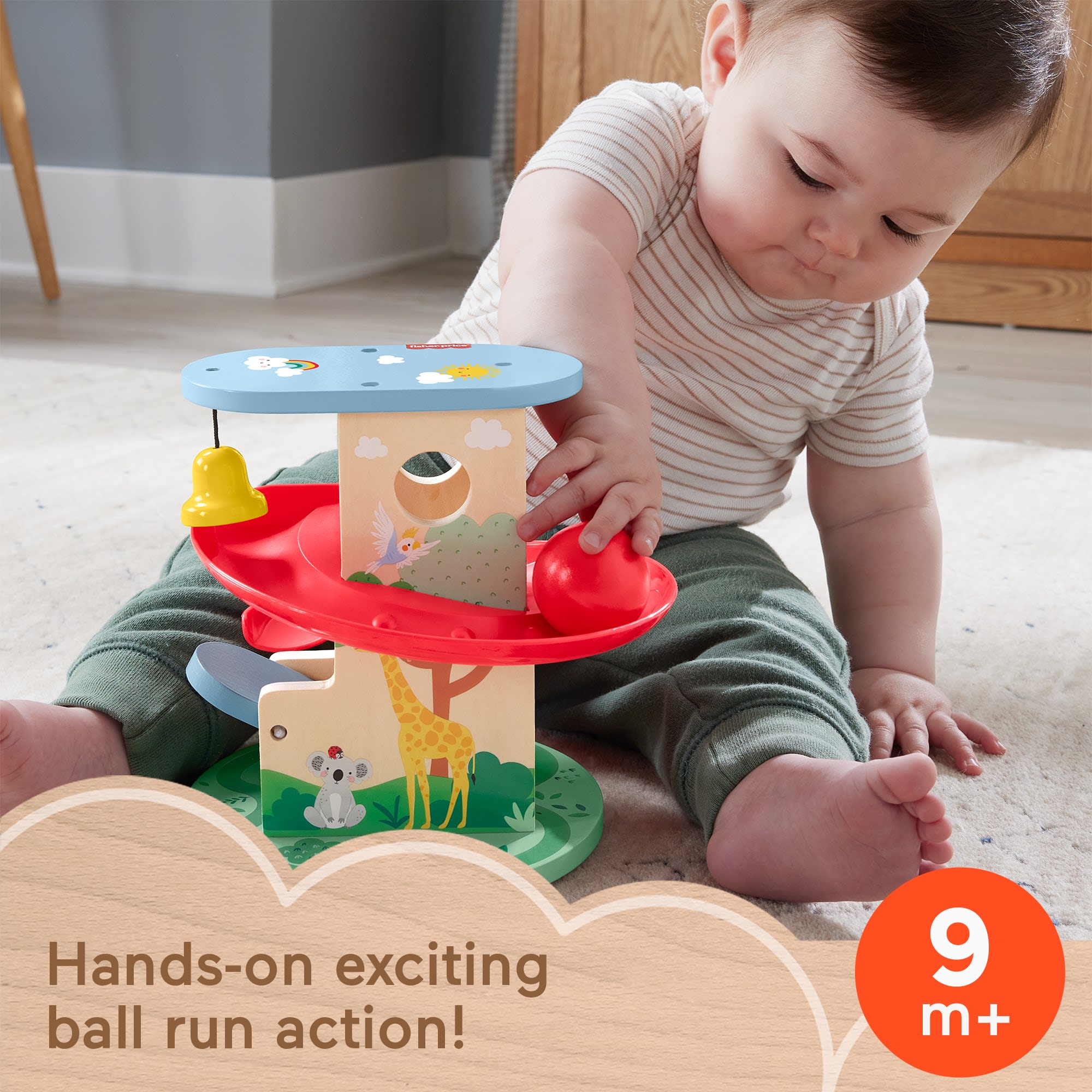 Fisher-Price Wooden Treehouse Ball Run Baby & Toddler Toy. 2 Wood Pieces - Image 2