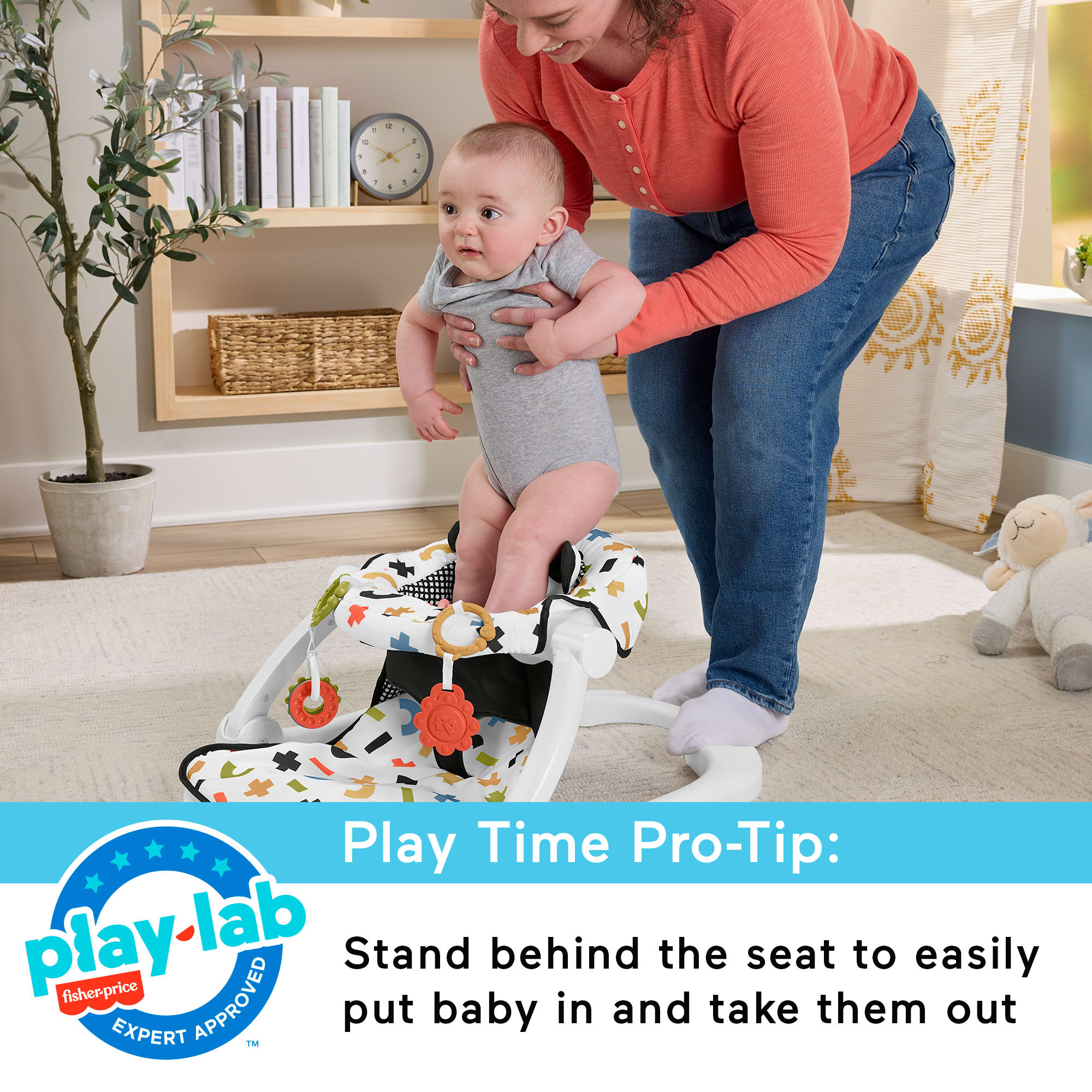 Fisher-Price Sit-Me-Up Floor Seat. Portable Baby Chair & 2 Developmental Newborn Toys. Cute Cow - Image 5