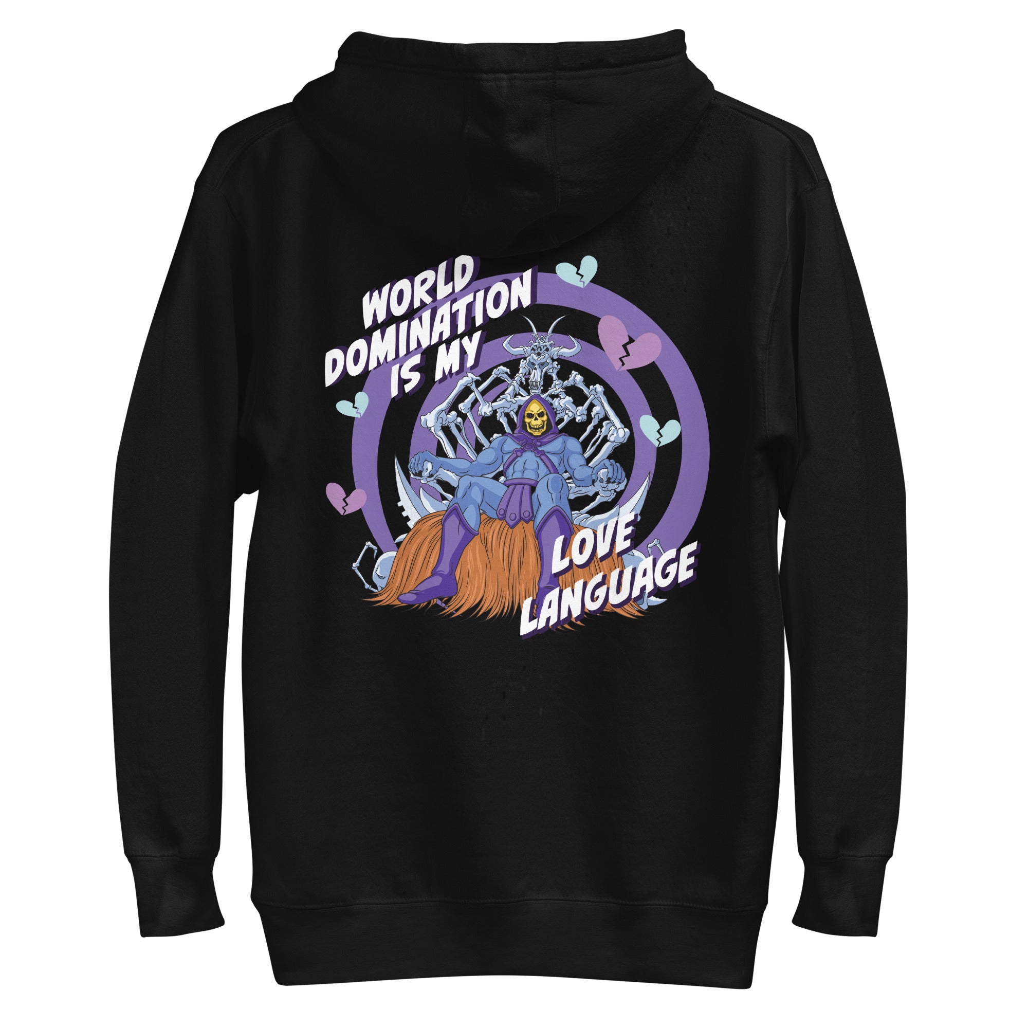Masters of the Universe Skeletor Love Language Embroidered Black Hoodie - Image 4