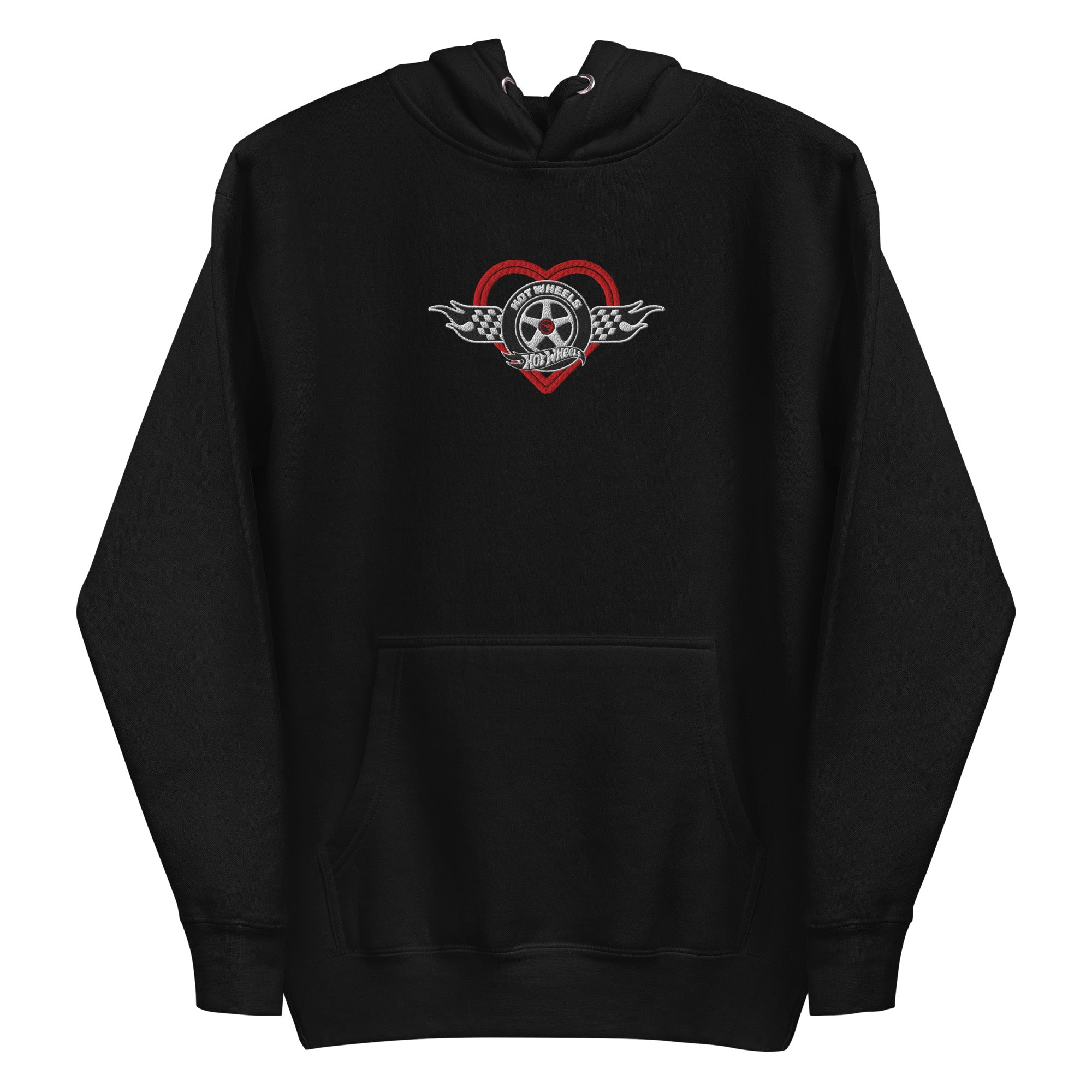 Hot Wheels Checkered Hearts Embroidered Black Hoodie - Image 4