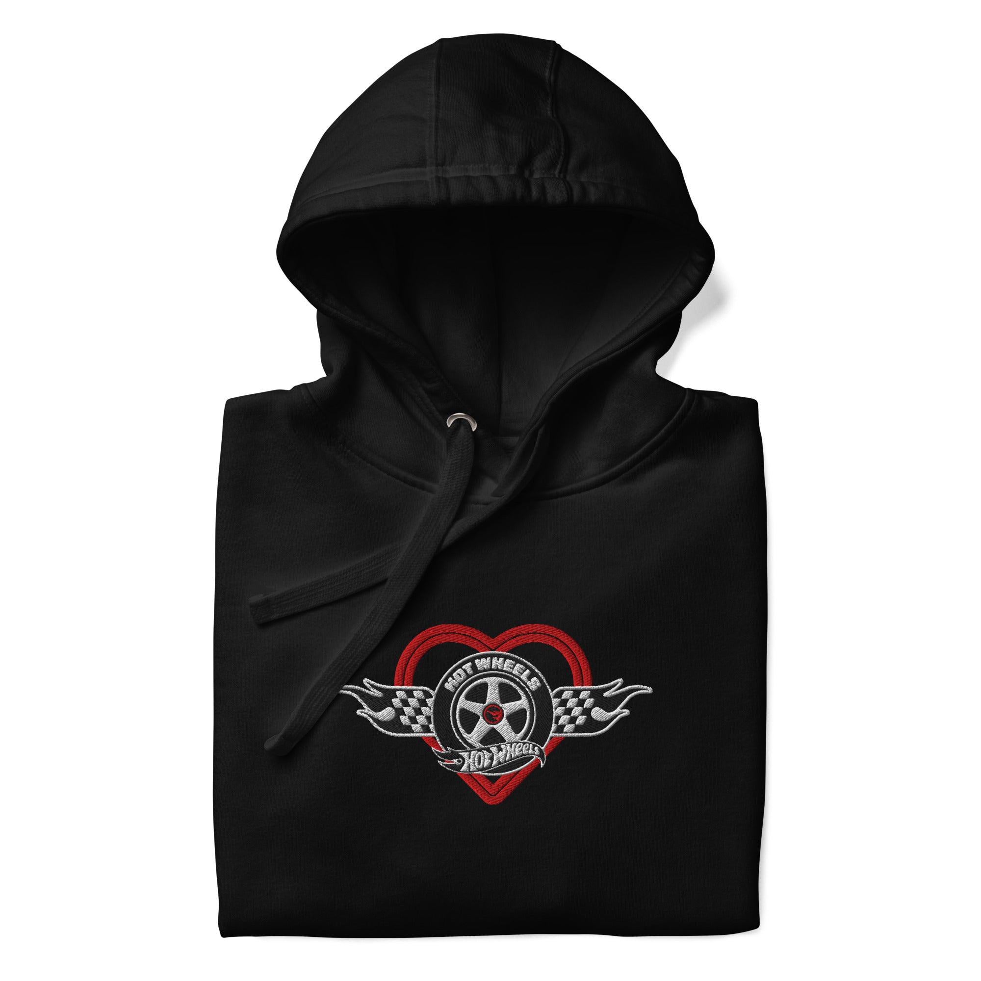 Hot Wheels Checkered Hearts Embroidered Black Hoodie - Image 6