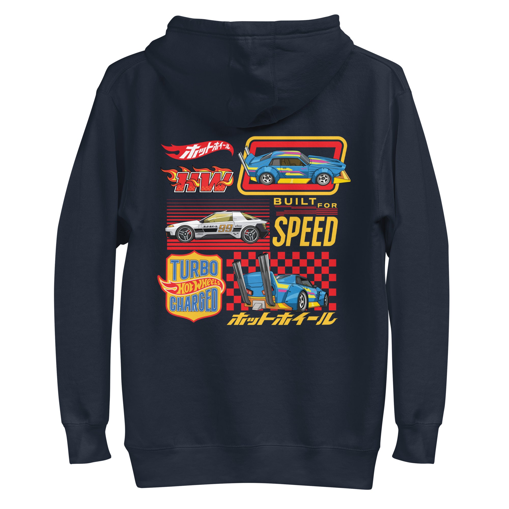 Hot Wheels in Katakana Navy Embroidered Hoodie - Image 3