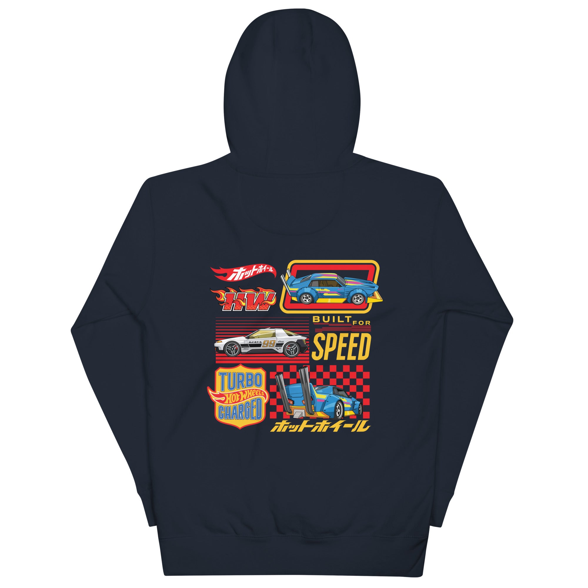 Hot Wheels in Katakana Navy Embroidered Hoodie - Image 7