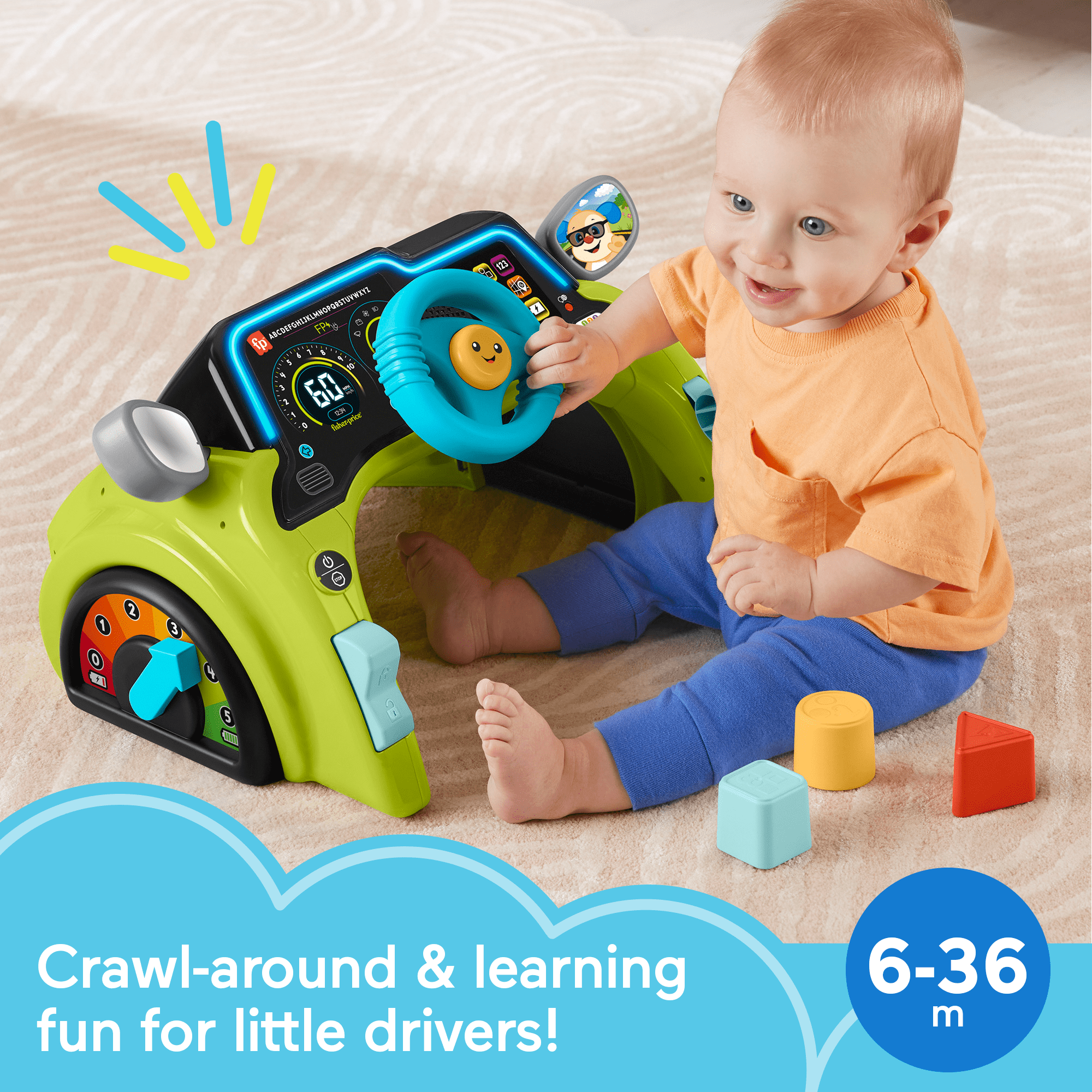 Fisher-Price Laugh & Learn Sit & Steer Driver Activity Center Learning Toy For infants & Toddlers - Image 2